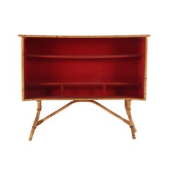 Pencil Reed Rattan and Laminate Mid Century Bar