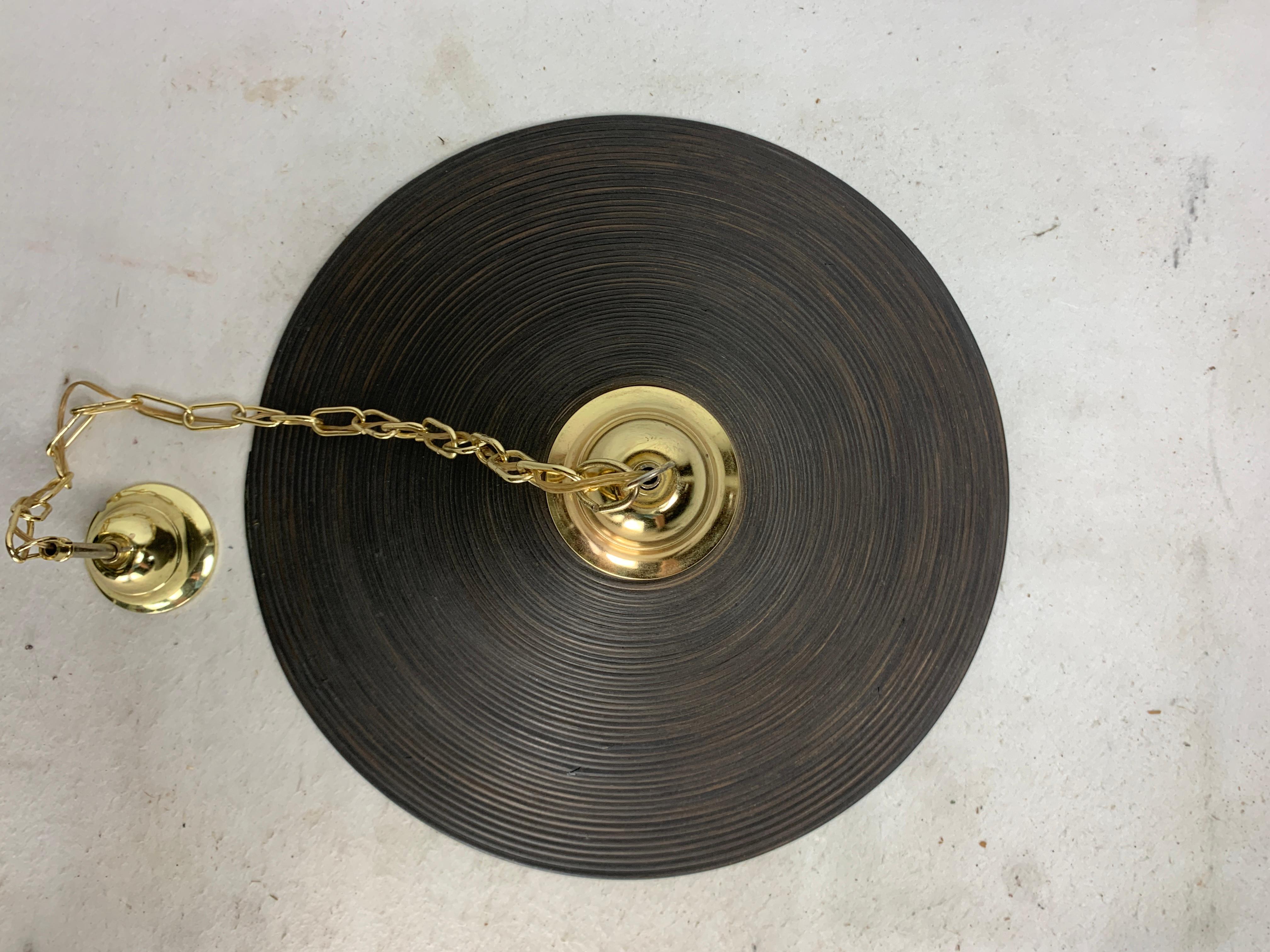 Pencil Reed, Rattan, Bamboo and Brass Pendant Hanging Lamp, Italy, 1970s For Sale 4