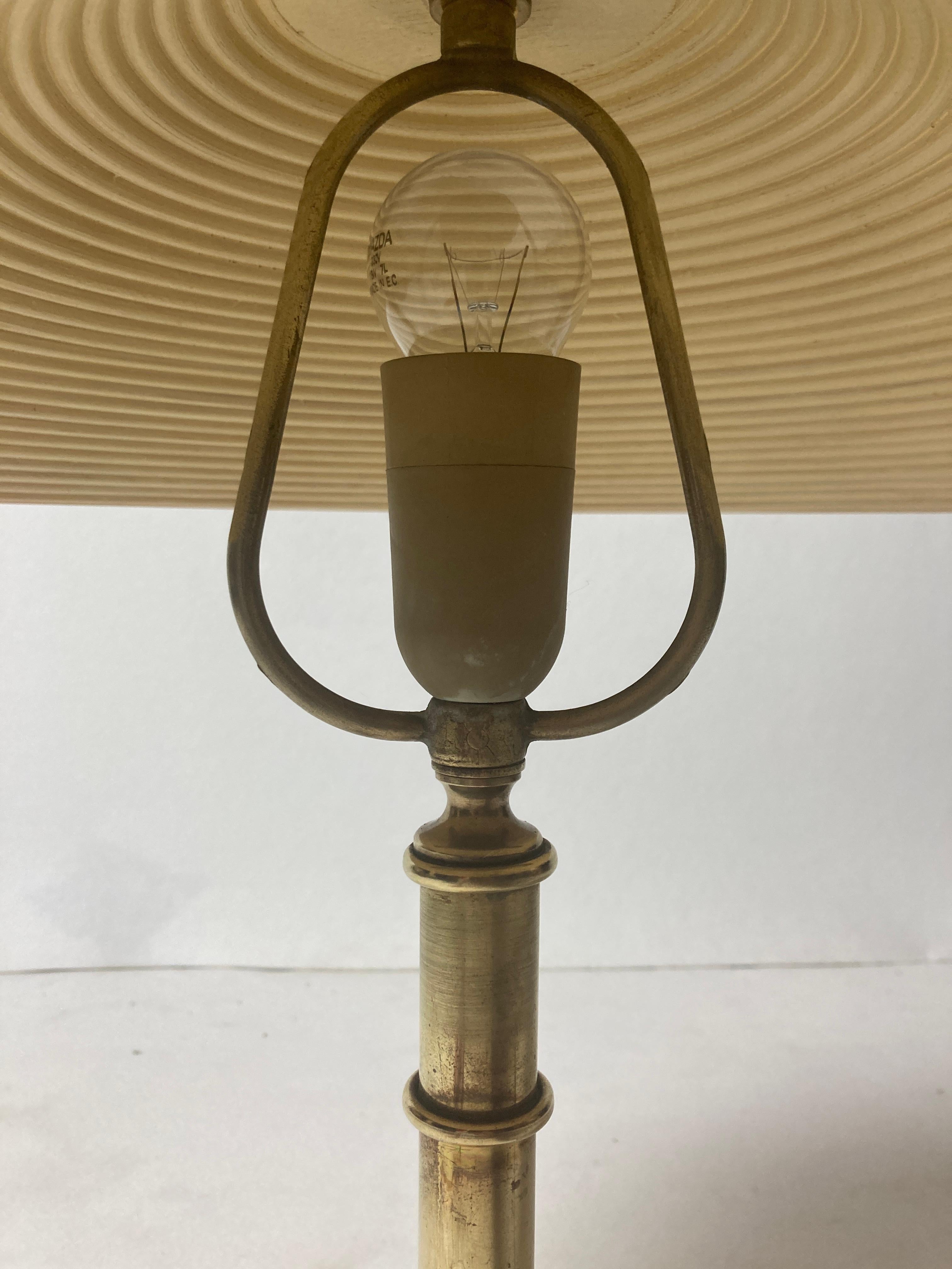 Pencil reed rattan bamboo and brass table lamp, Italy, 1970s 3
