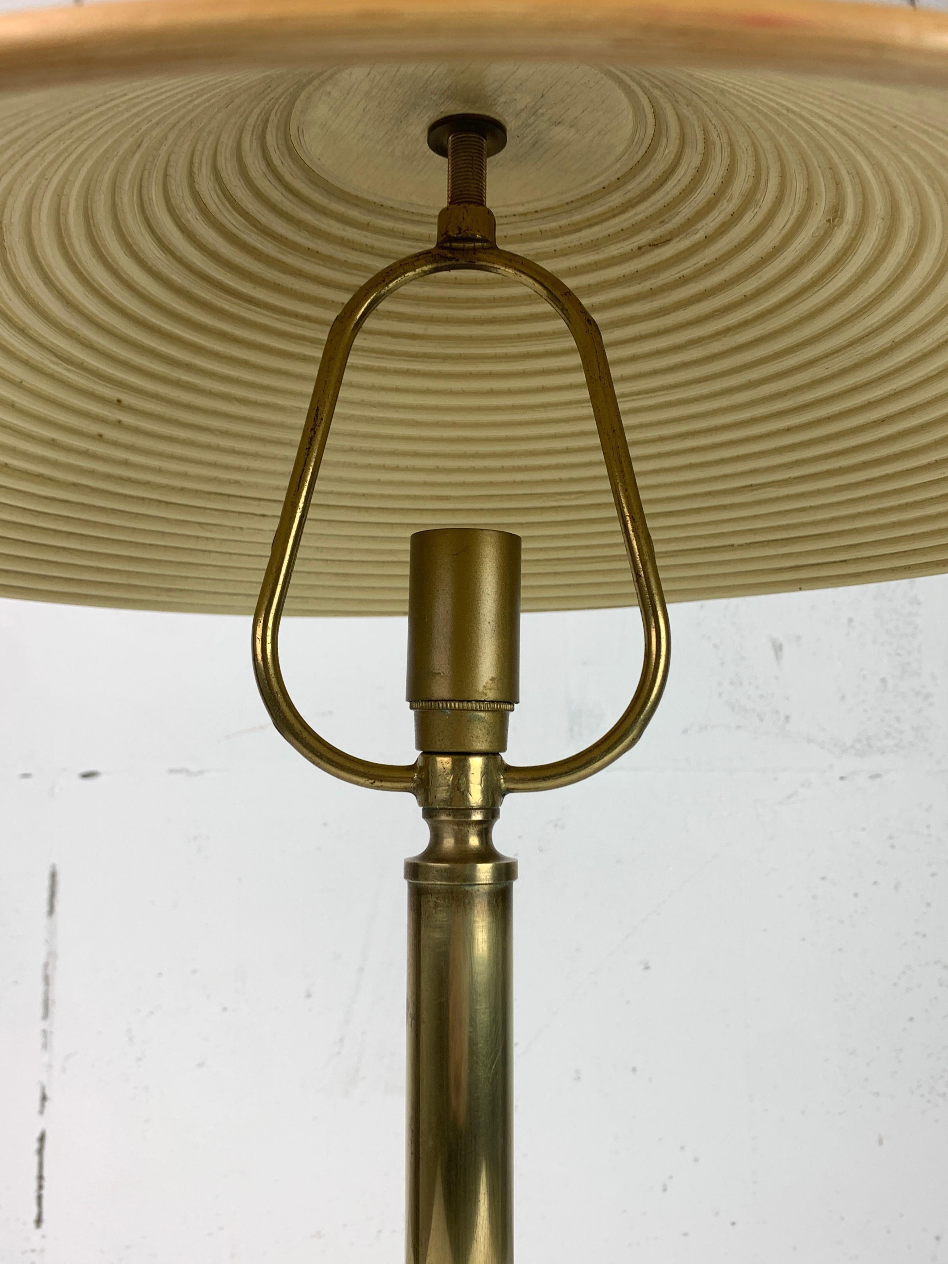 Pencil reed rattan bamboo and brass table lamp, Italy, 1970s 3