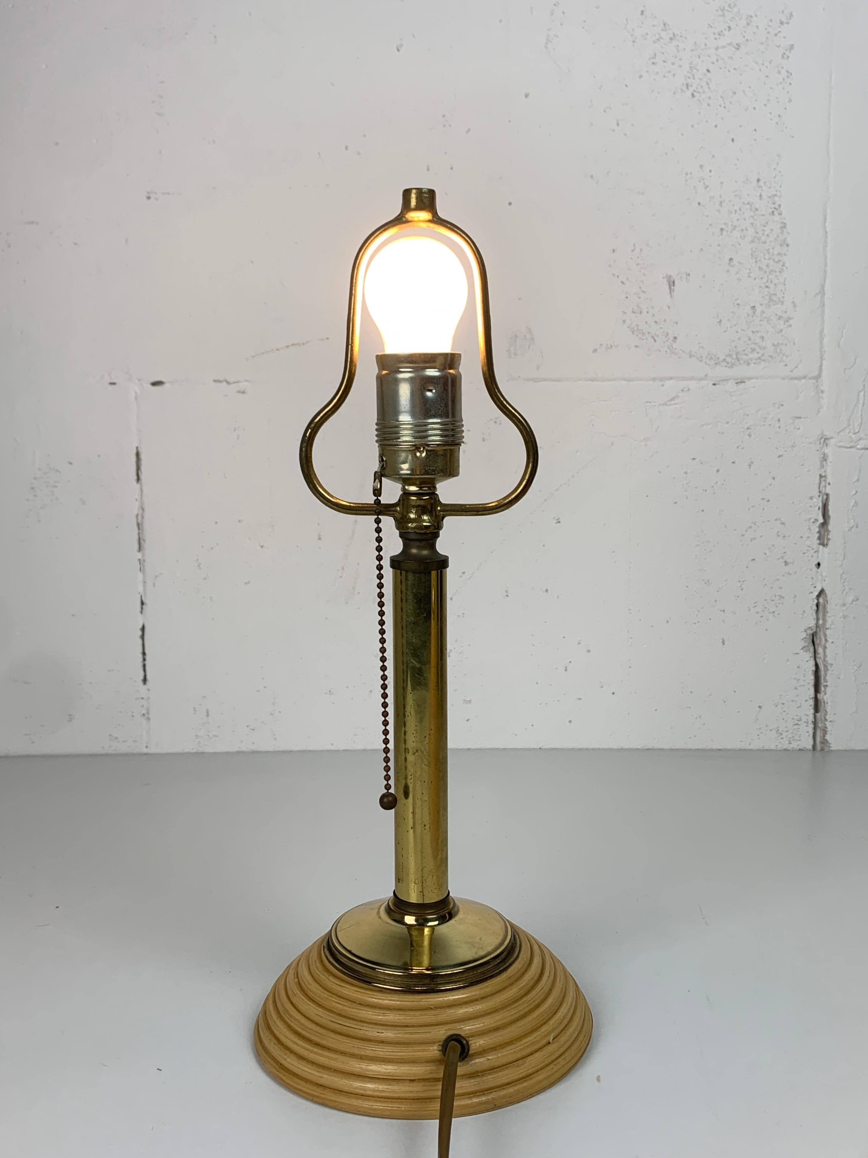 Lampe de table en rotin, bambou et laiton, Italie, 1970 en vente 6