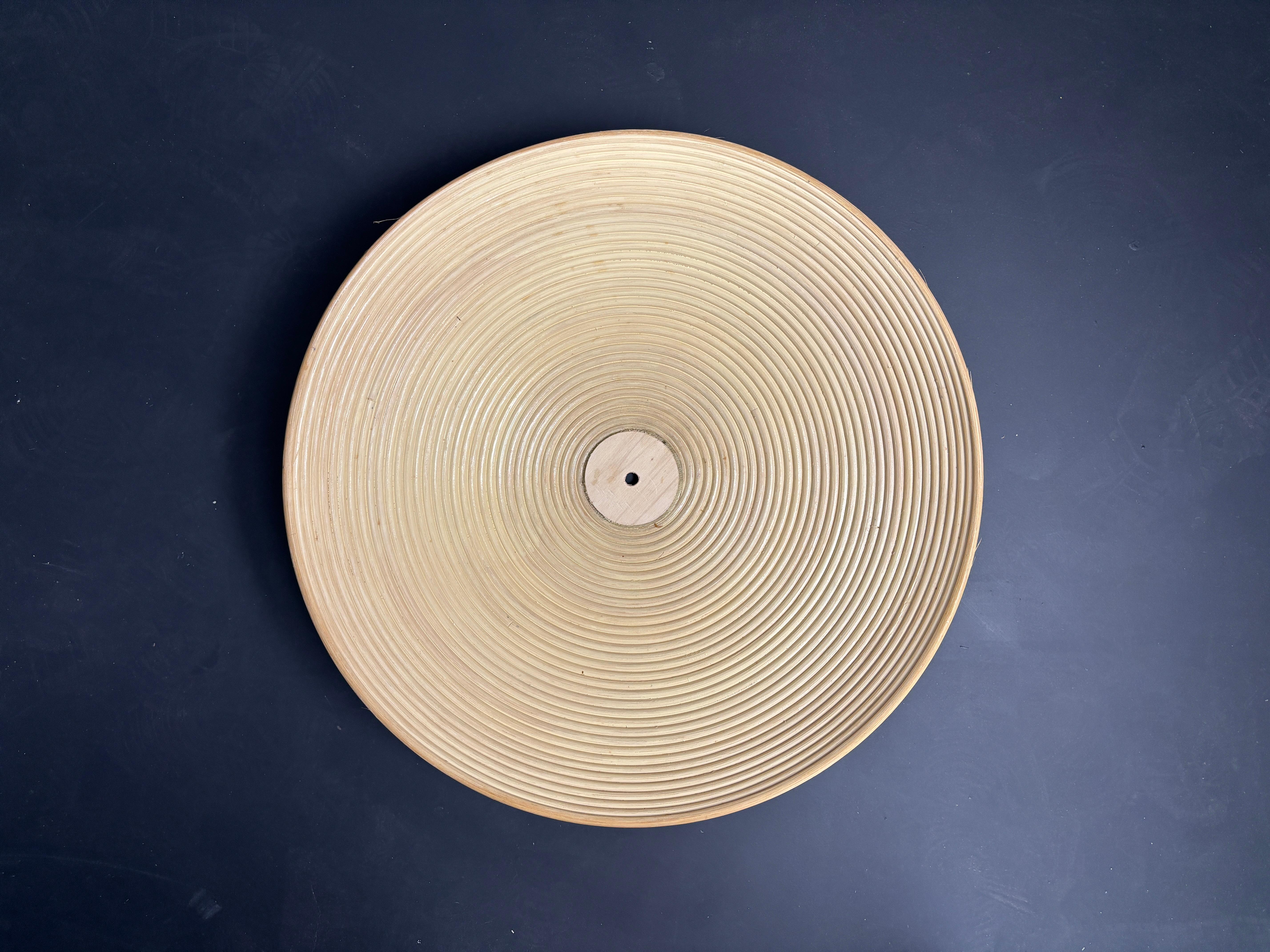 Lampada da tavolo in rattan, bambù e ottone, Italia, anni '70 in vendita 10