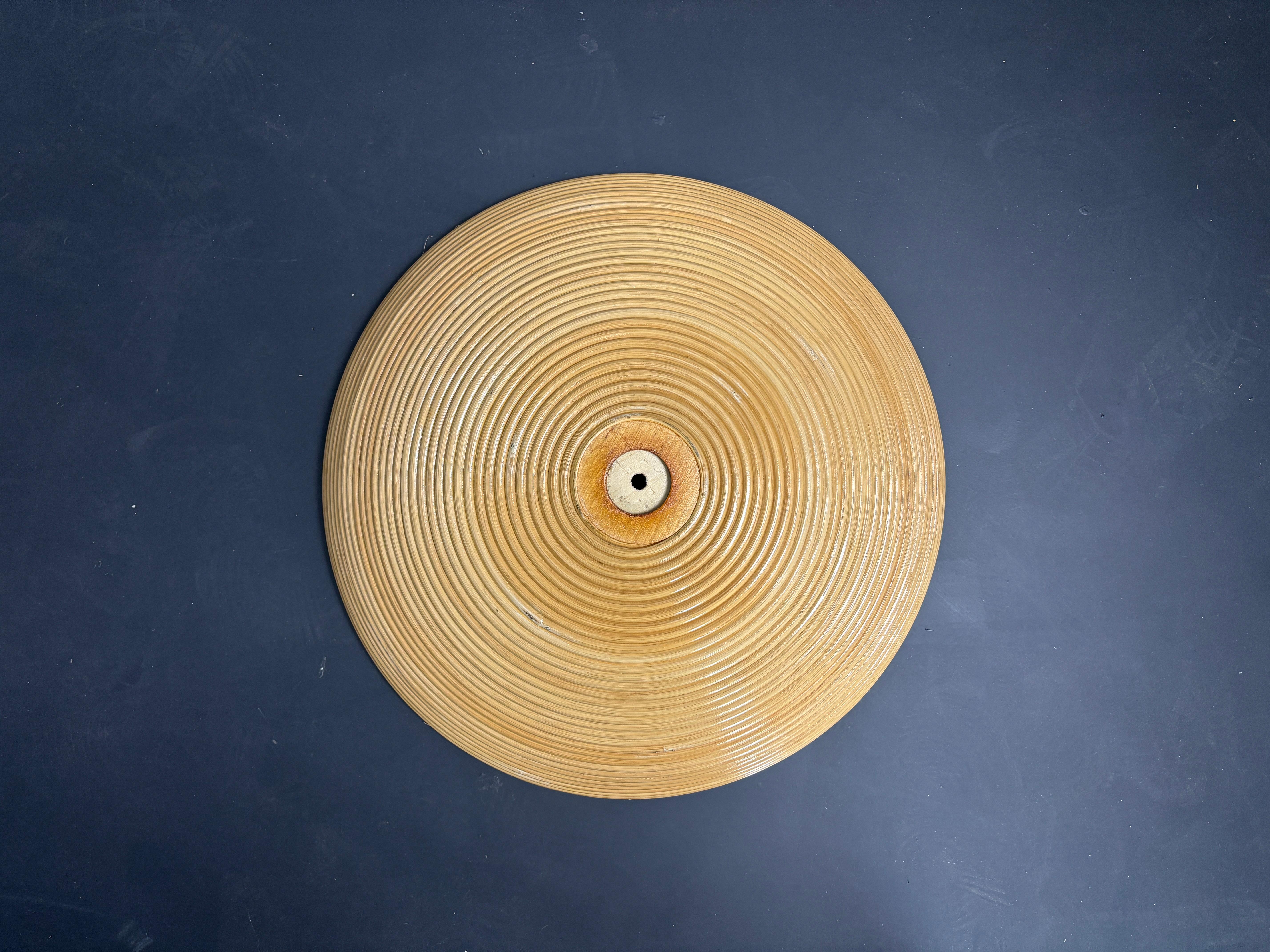 Lampada da tavolo in rattan, bambù e ottone, Italia, anni '70 in vendita 11