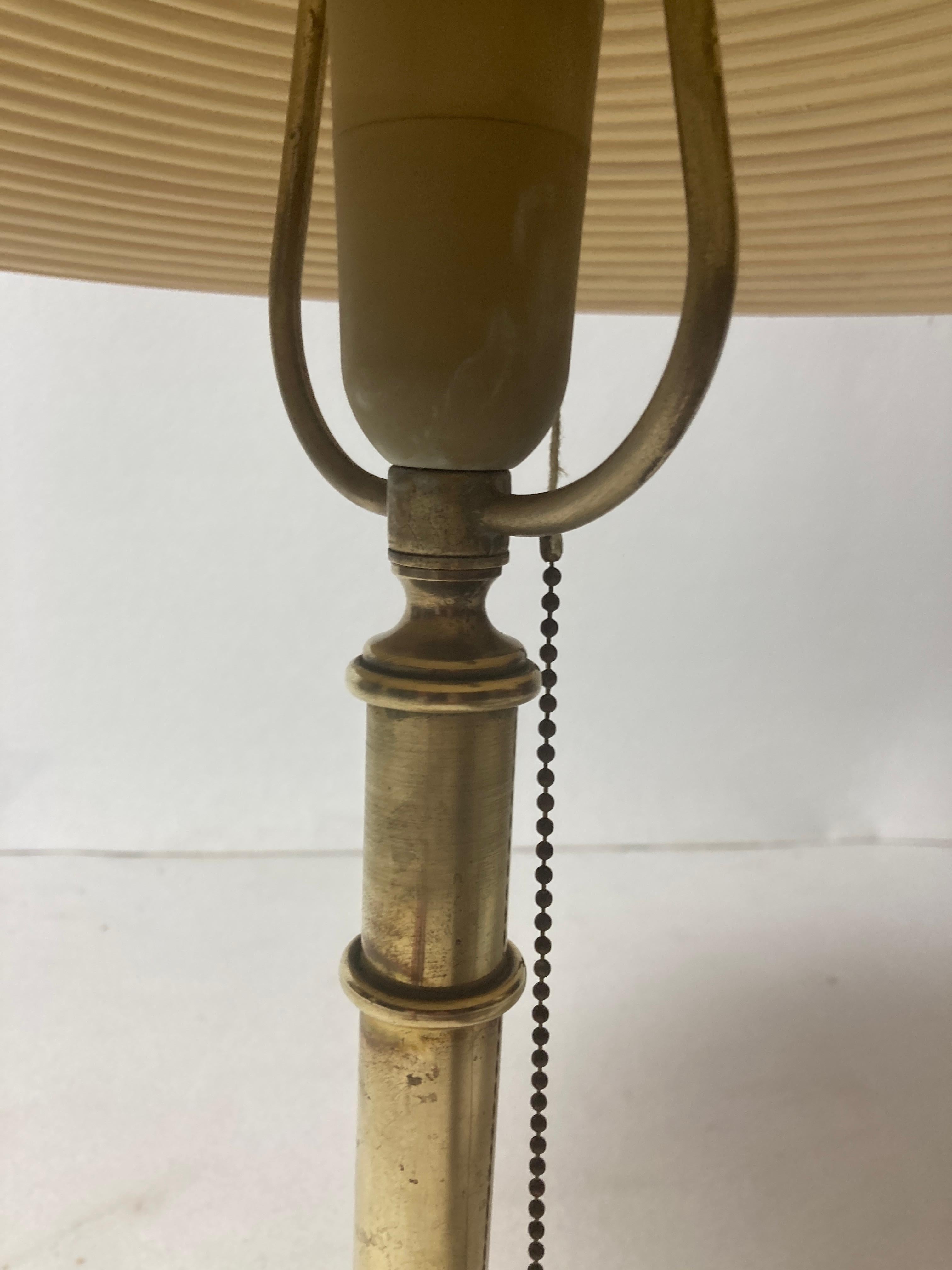 Pencil reed rattan bamboo and brass table lamp, Italy, 1970s 1