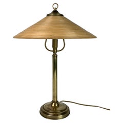 Pencil reed rattan bamboo and brass table lamp, Italy, 1970s