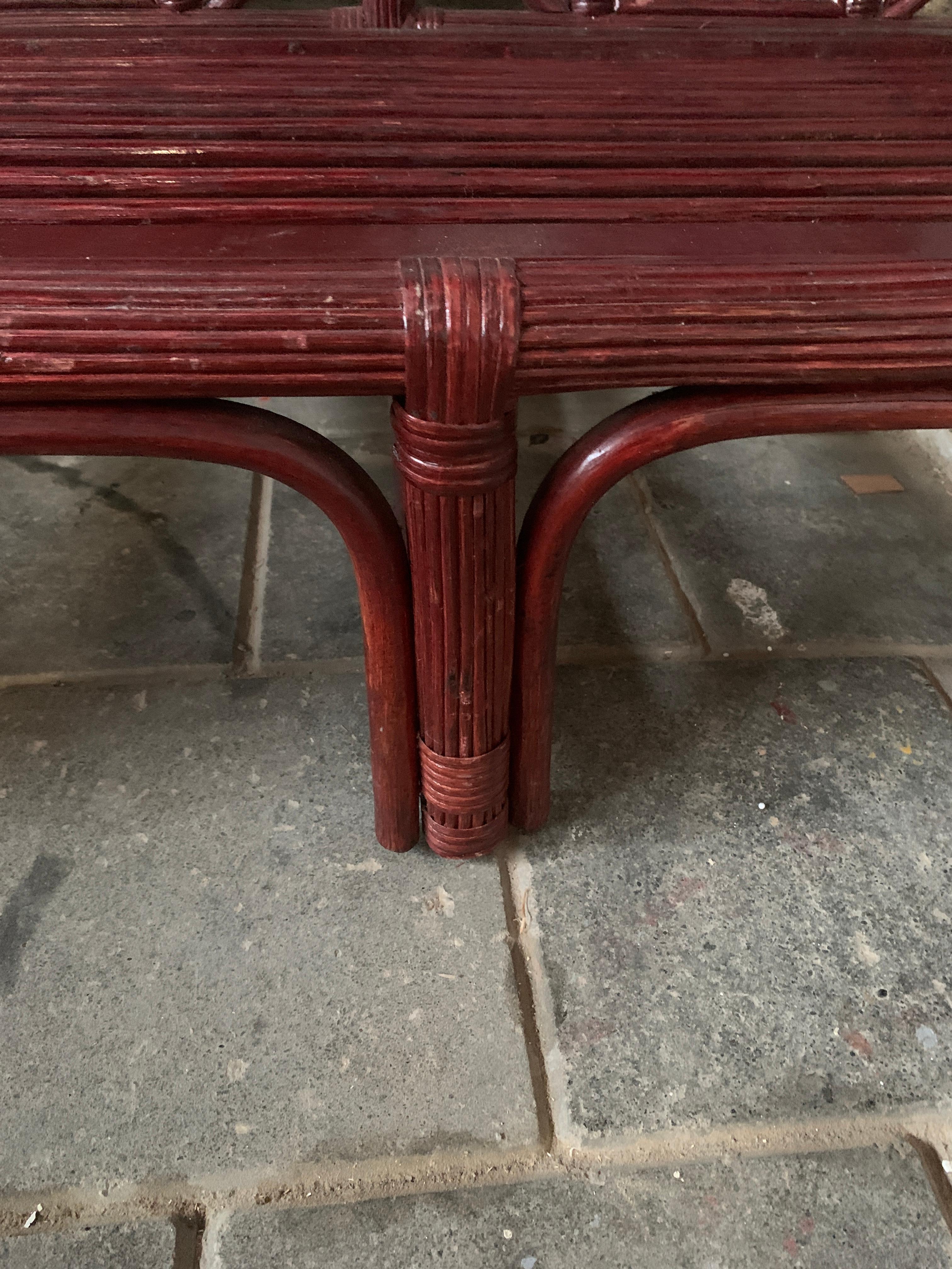 Banc en rotin et feuilles de palmier côtières de bambou, Vivai del Sud, 1970 en vente 4