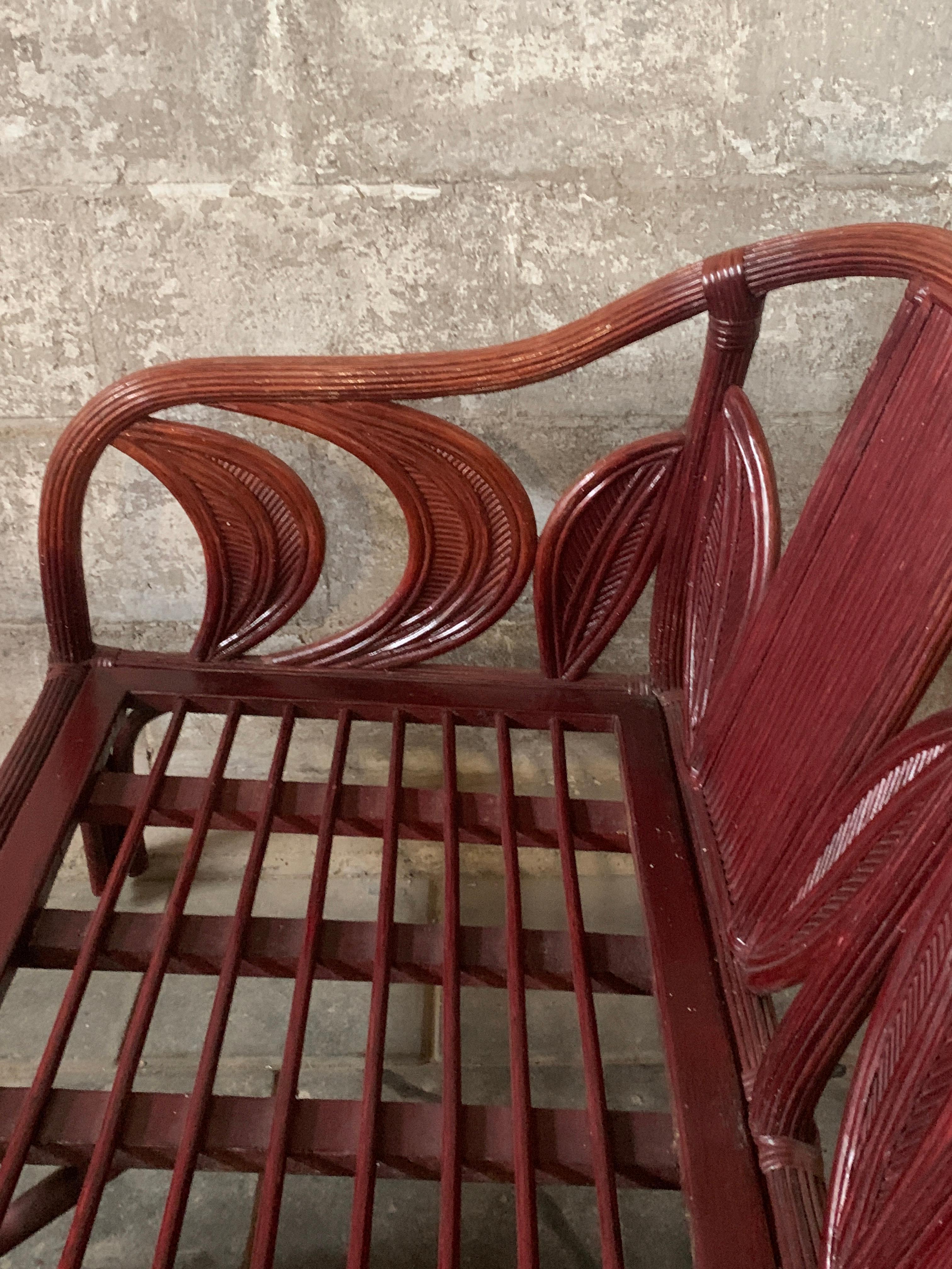 Banc en rotin et feuilles de palmier côtières de bambou, Vivai del Sud, 1970 en vente 8