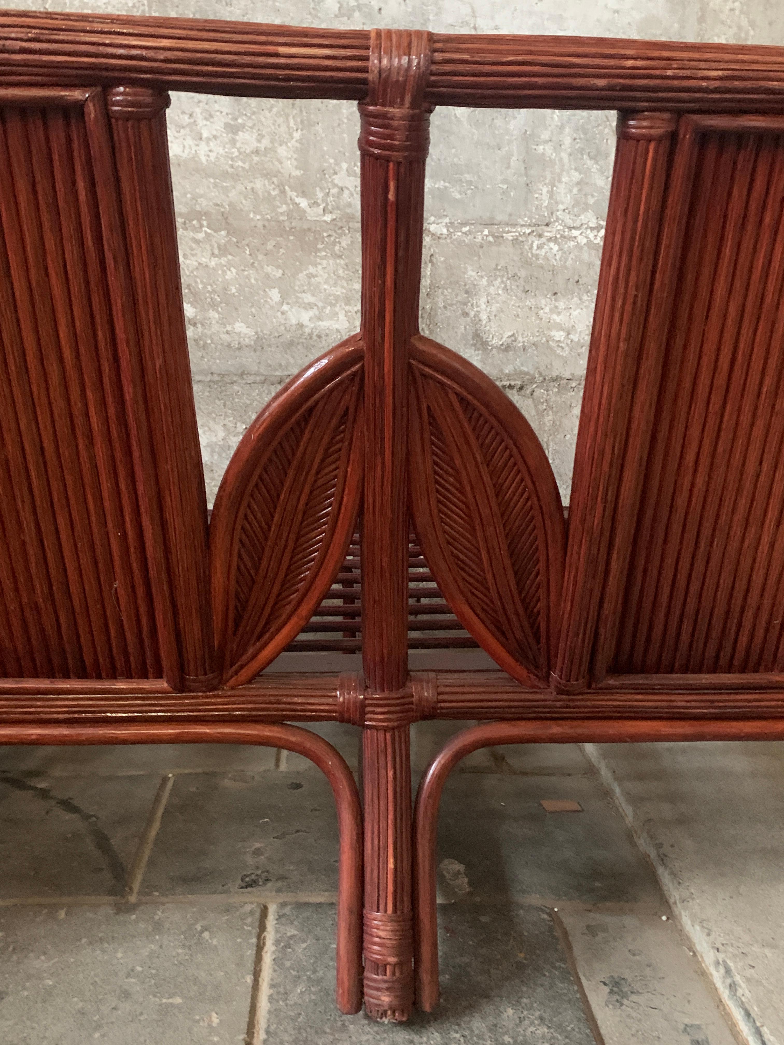 Banc en rotin et feuilles de palmier côtières de bambou, Vivai del Sud, 1970 en vente 9