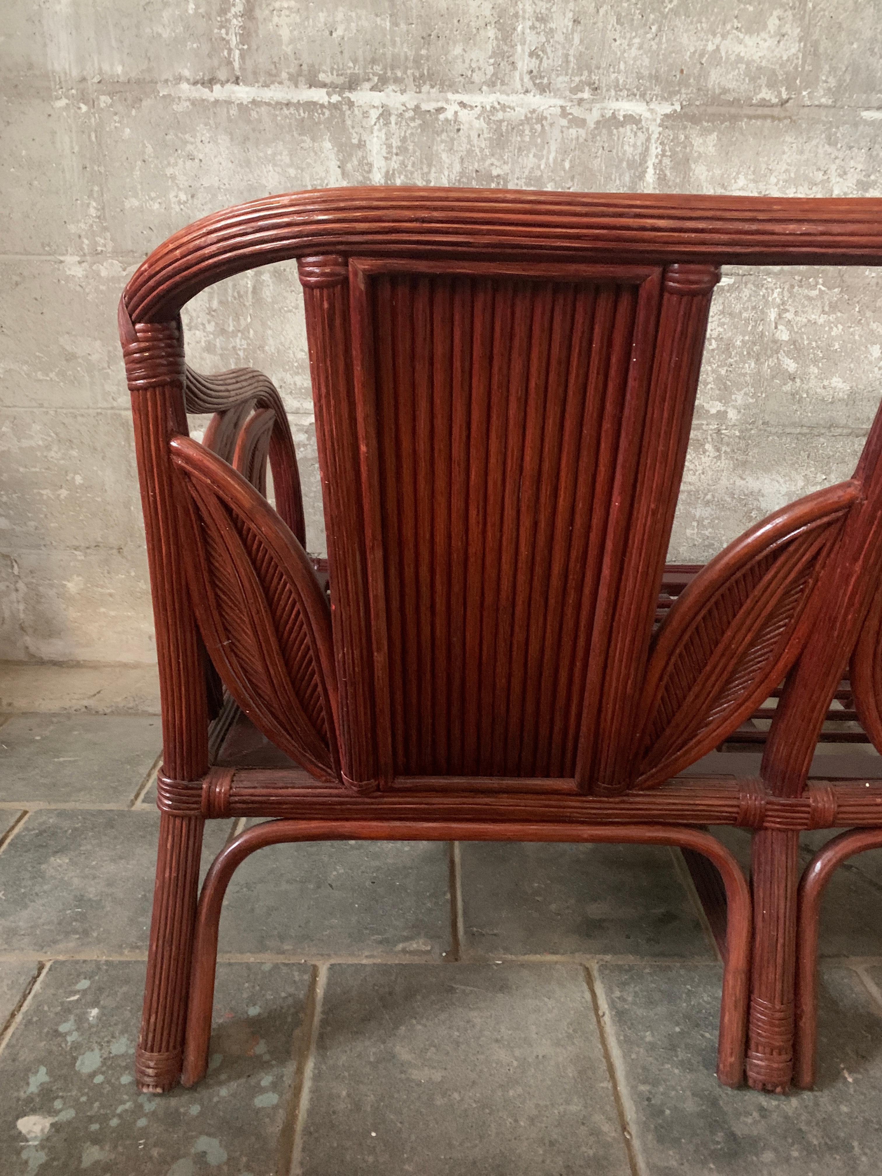 Banc en rotin et feuilles de palmier côtières de bambou, Vivai del Sud, 1970 en vente 12