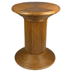 Table d'appoint à piédestal côtier en rotin et bambou, Vivai del Sud, Italie, 1970