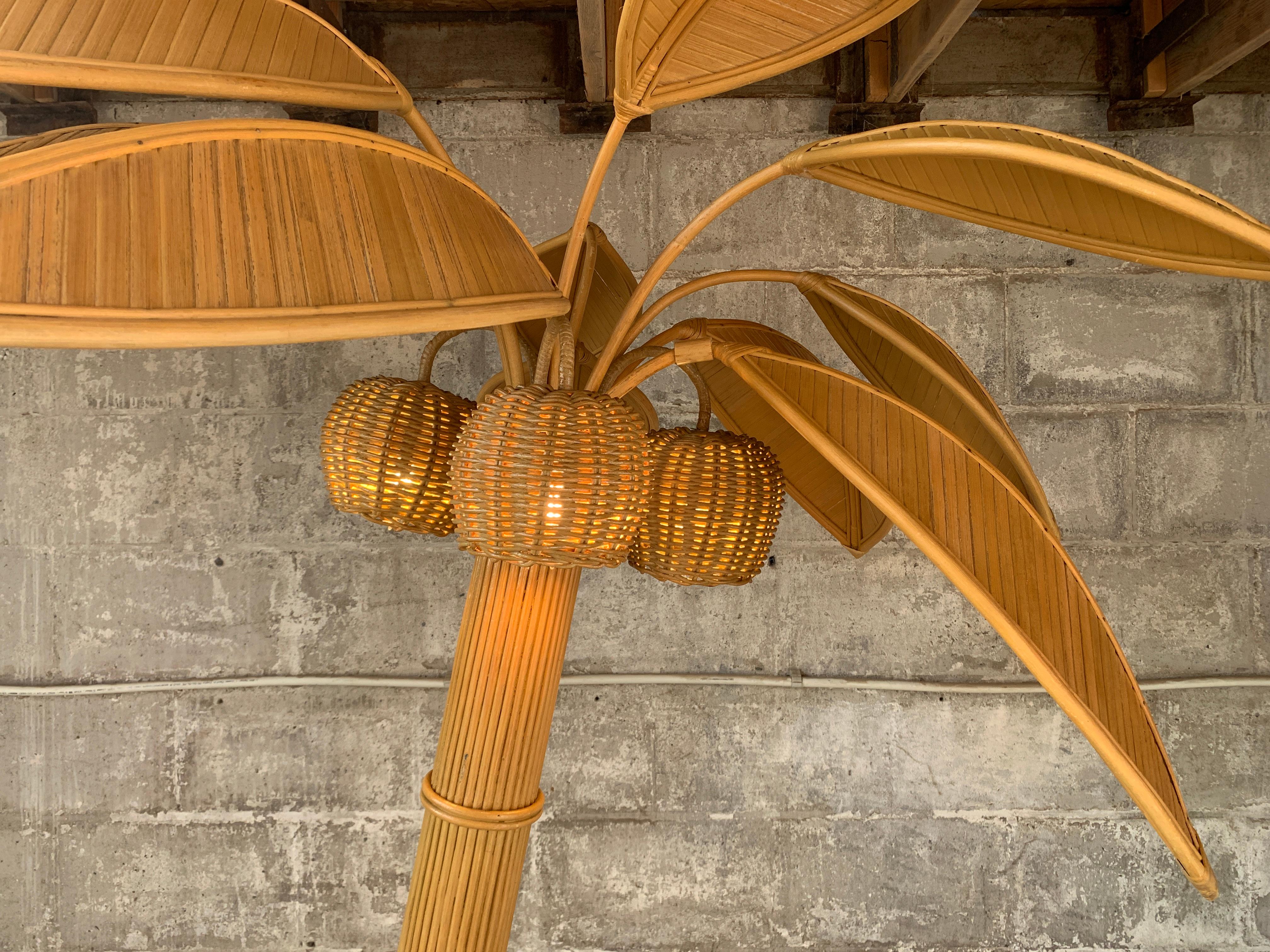 Pencil Reed rattan bamboo coconut palm tree floor lamp 5