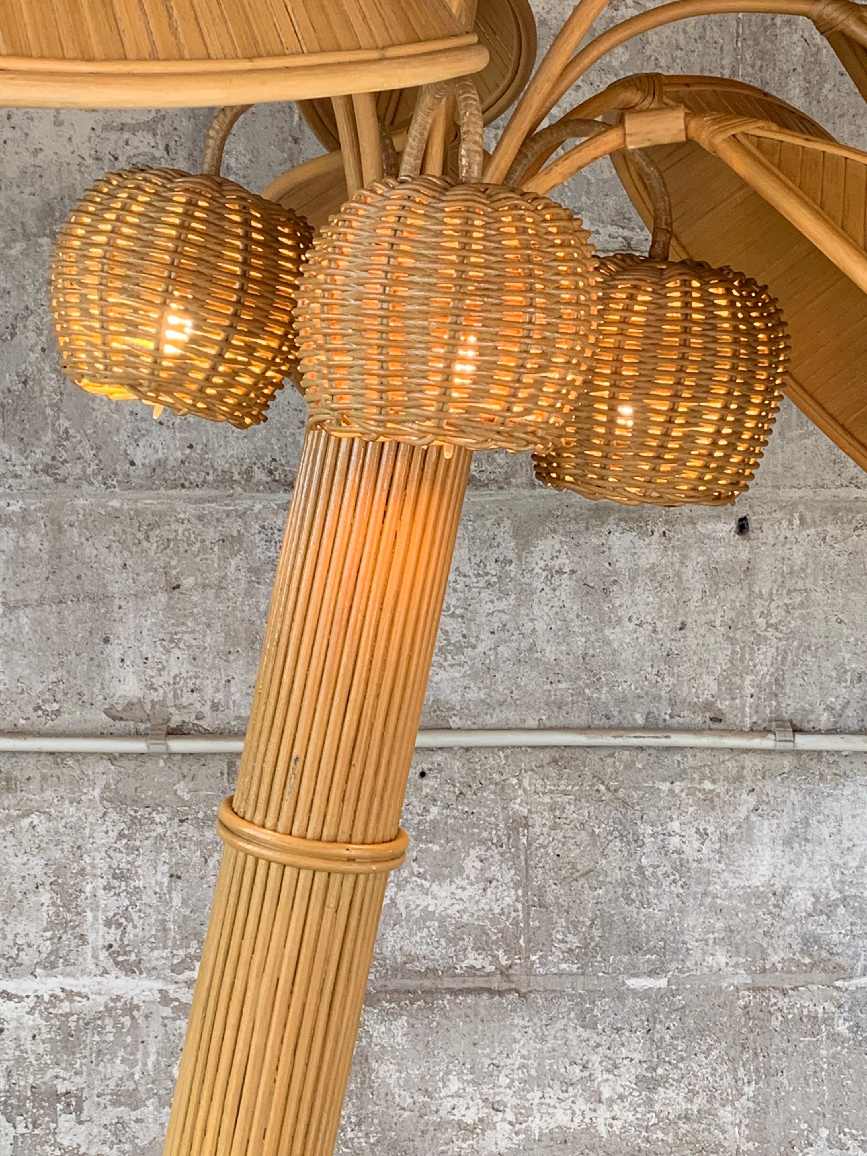 Pencil Reed rattan bamboo coconut palm tree floor lamp 6