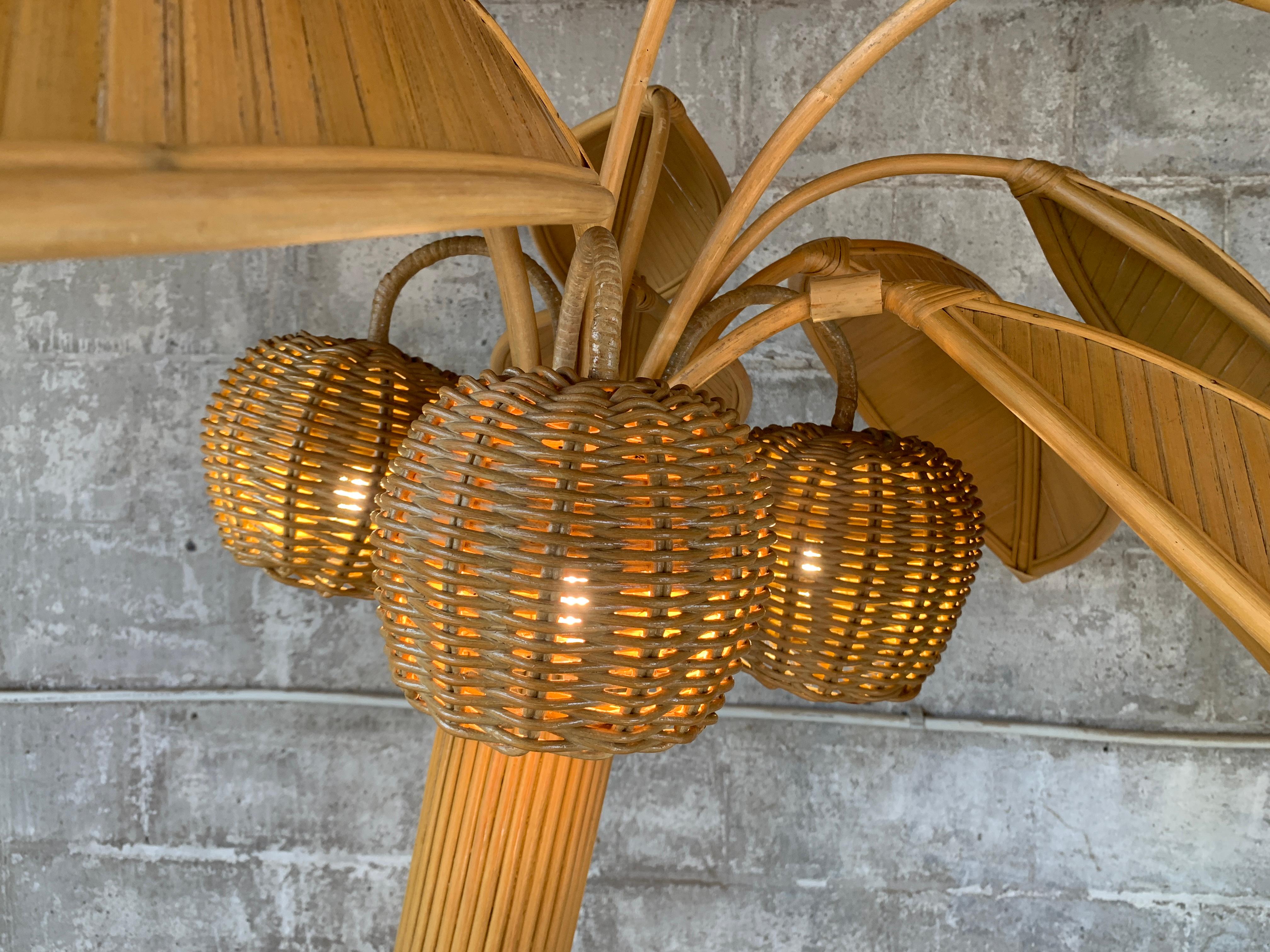 Pencil Reed rattan bamboo coconut palm tree floor lamp 7