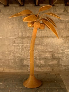 Pencil Reed rattan bamboo coconut palm tree floor lamp