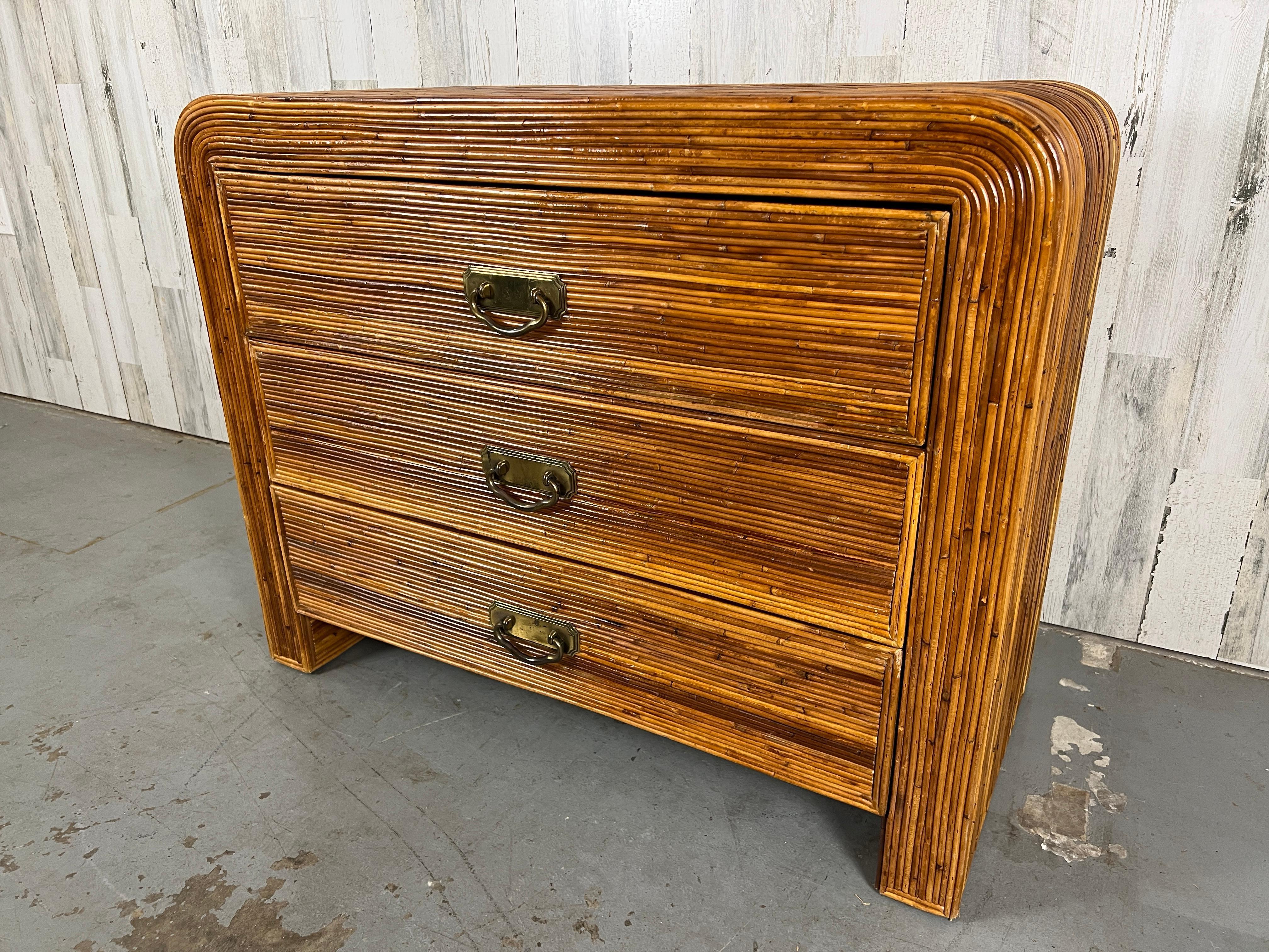 Pencil Reed Rattan Chest of Drawers In Good Condition In Denton, TX