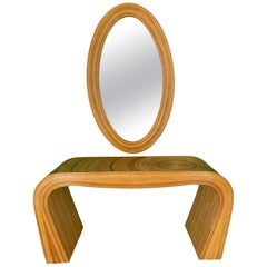 Pencil Reed Rattan Console Table and Mirror
