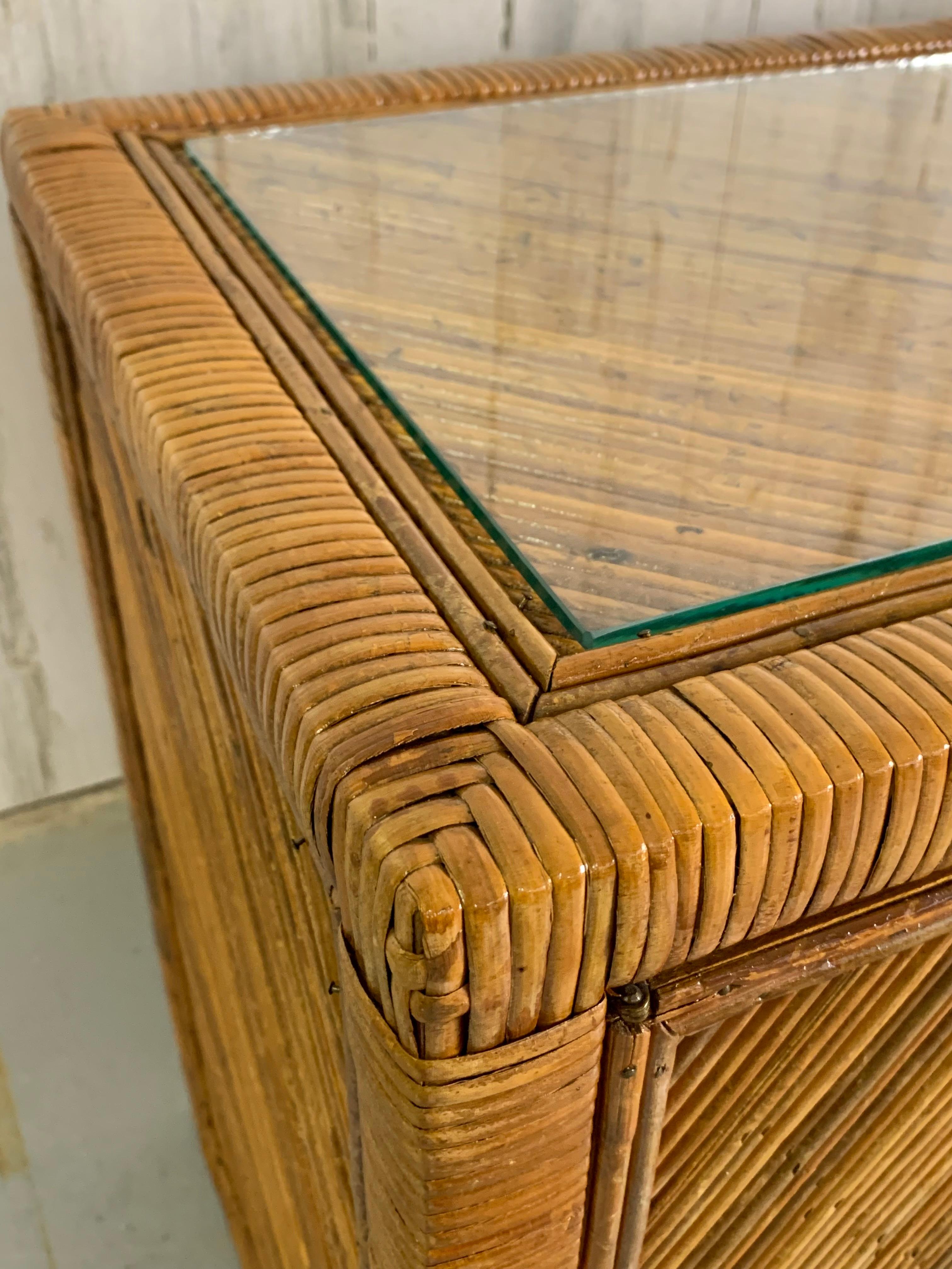 Pencil Reed Rattan Diamond Design Credenza 1