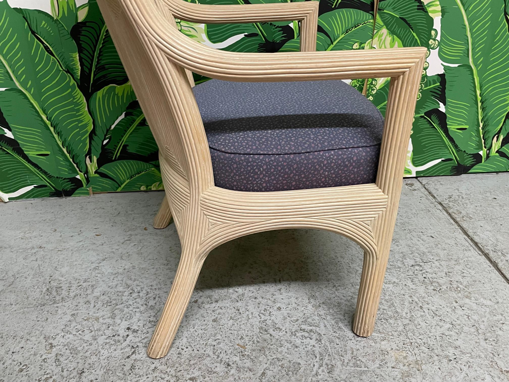 Pencil Reed Rattan Dining Chairs, Set of 6 In Good Condition For Sale In Jacksonville, FL