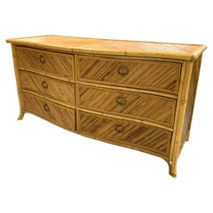 Vintage Pencil Reed Rattan Dresser in the Manner of Gabriella Crespi