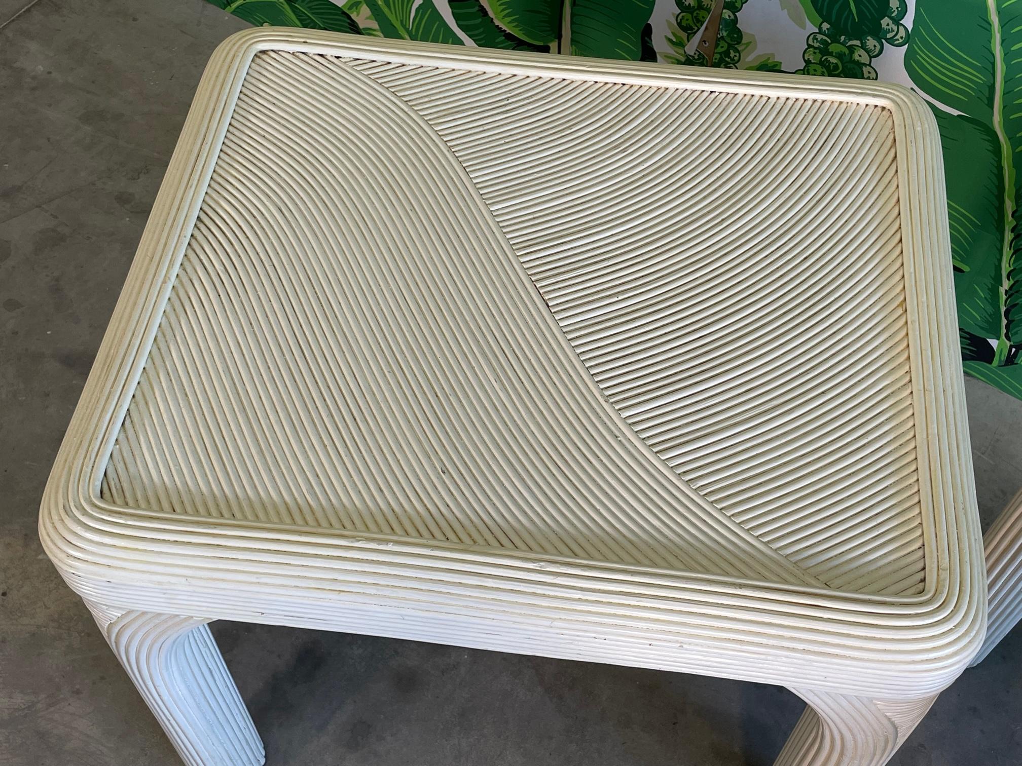 Pencil Reed Rattan End Tables, a Pair In Good Condition In Jacksonville, FL