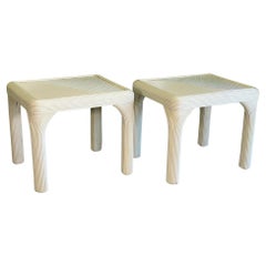 Vintage Pencil Reed Rattan End Tables, a Pair