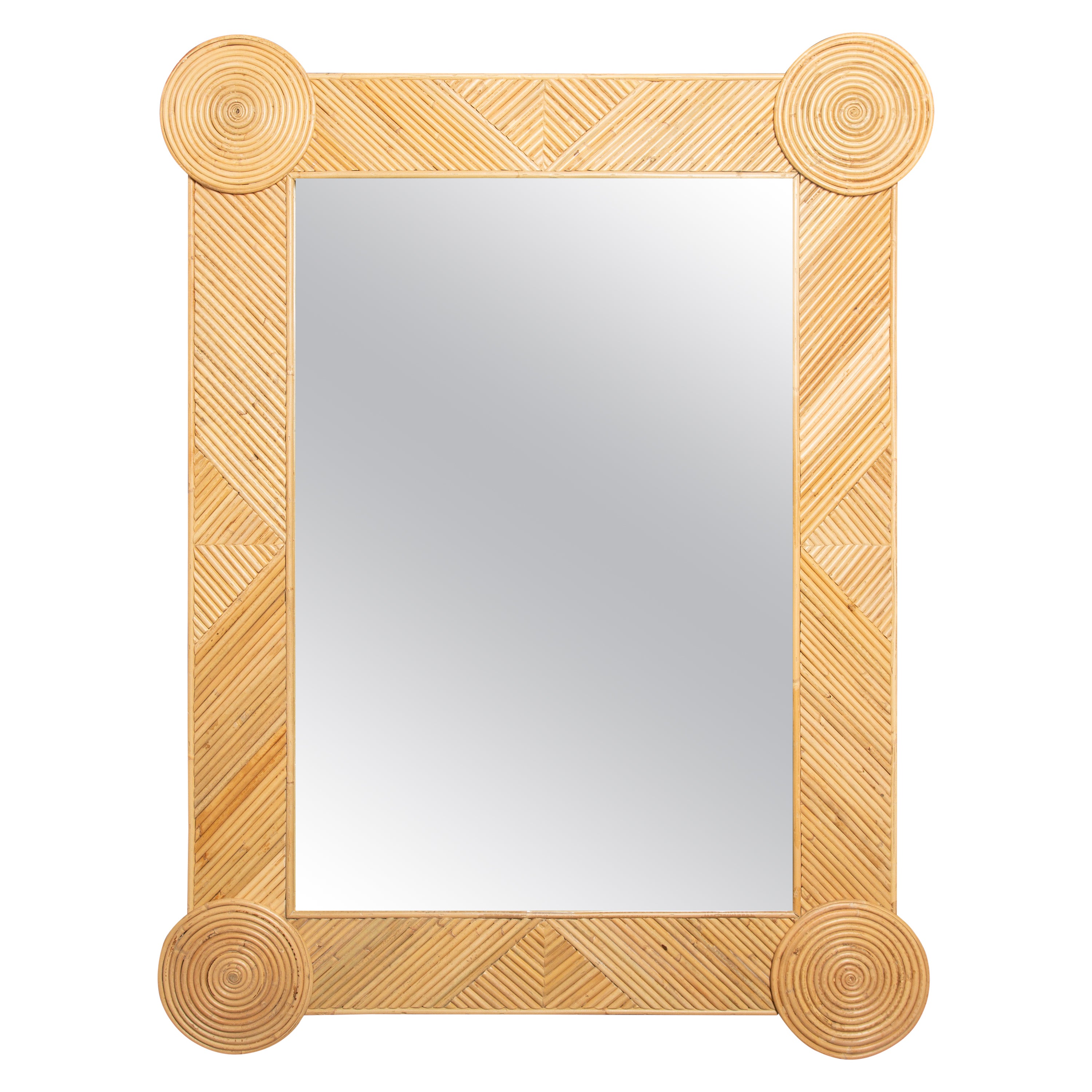 Pencil Reed Rattan Geometric Wall Mirror 43.5"H