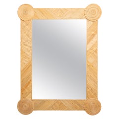 Pencil Reed Rattan Geometric Wall Mirror 43.5"H