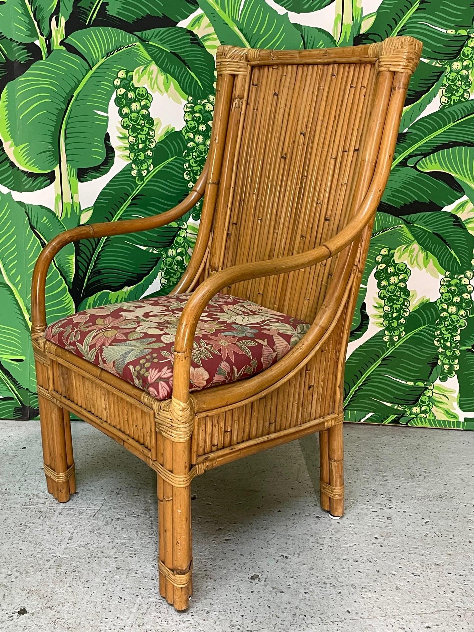 Pencil Reed Rattan High Back Dining Chairs, Set of 10 In Good Condition In Jacksonville, FL