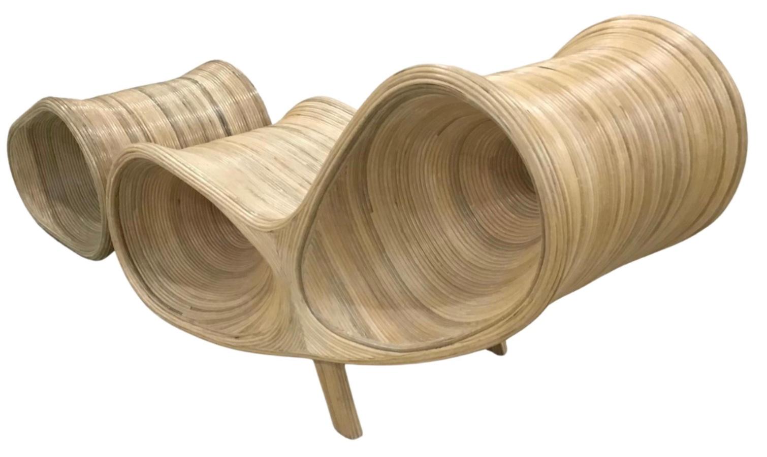 Pencil Reed Rattan Sculptural Ear Chair In Good Condition In Bradenton, FL