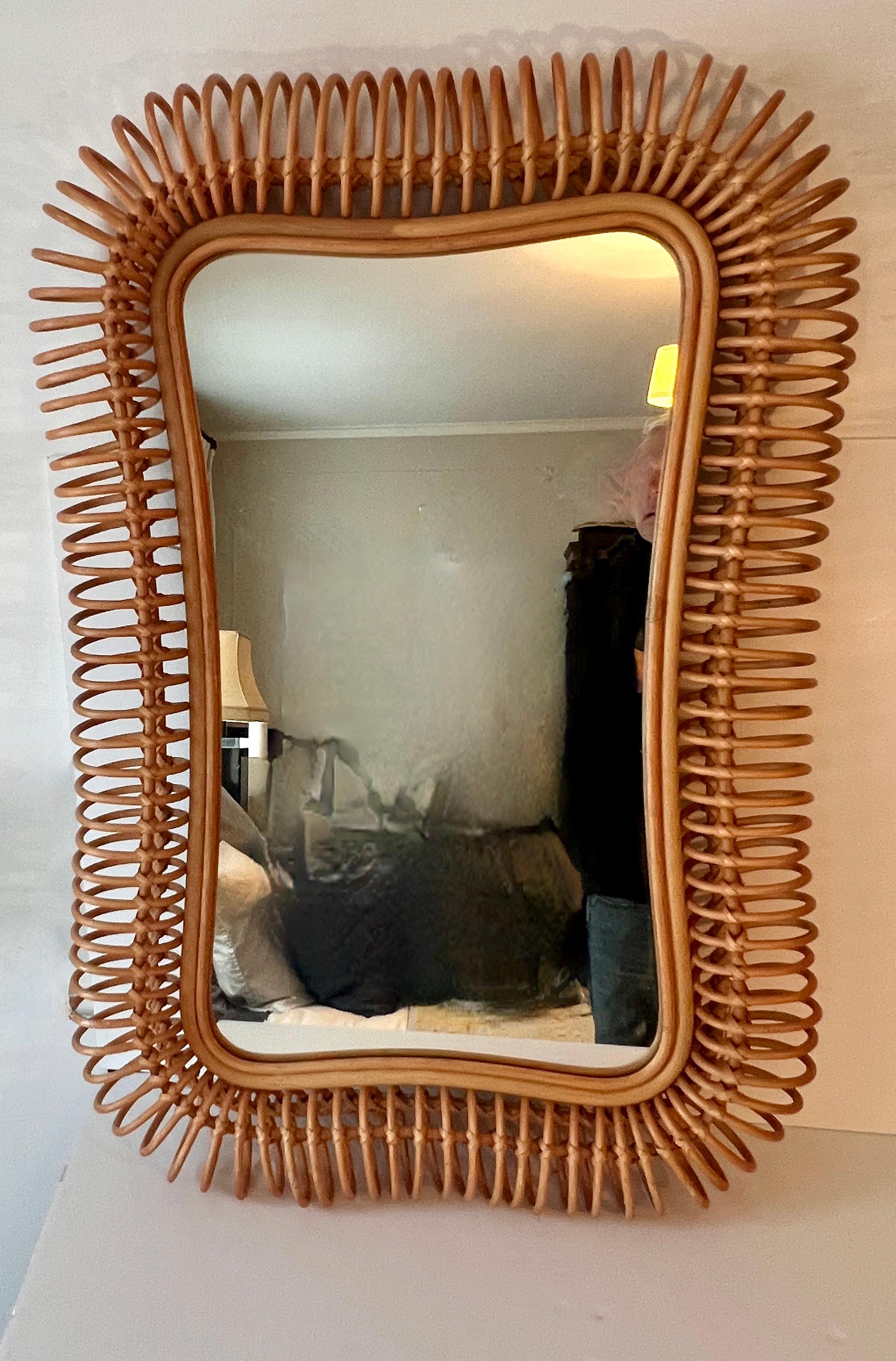 Pencil Reed Rattan Swirl Around a Woven Intricate Frame In Good Condition In Los Angeles, CA