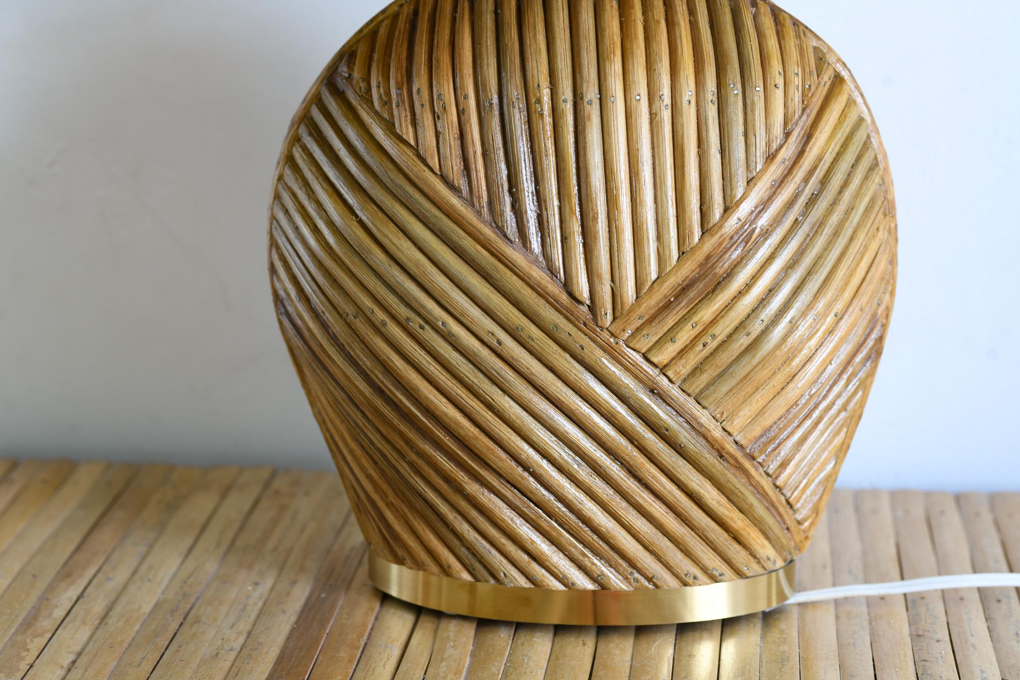Unknown Pencil Reed Rattan Table Lamp mid century modern For Sale