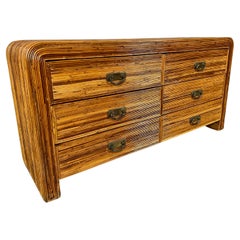 Pencil Reed Rattan Waterfall Six Drawer Dresser