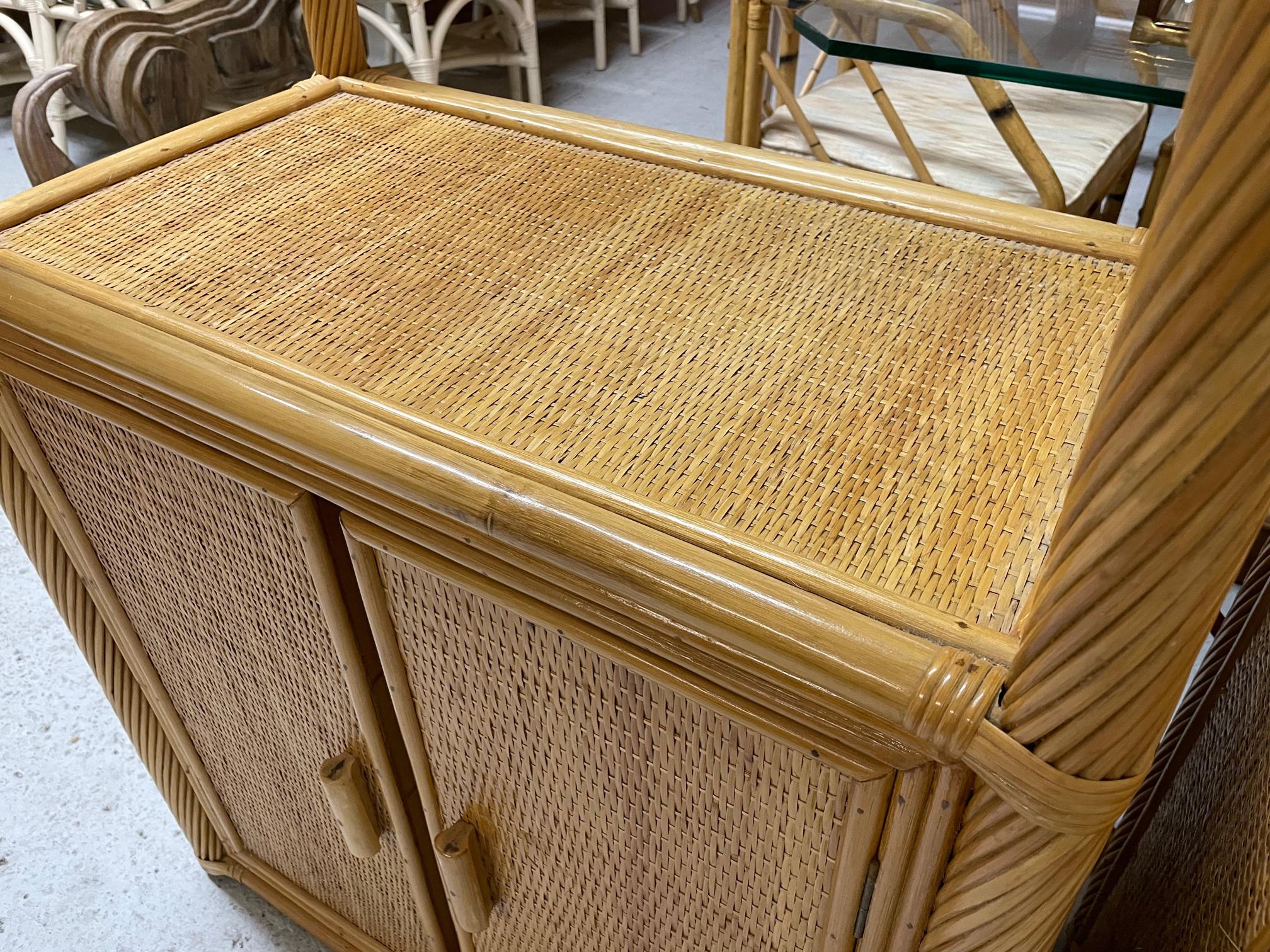 Pencil Reed Rattan Wrapped Etageres, a Pair 3
