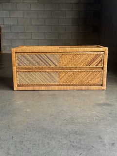 Pencil Reed Split Bamboo and Wrapped Cane Low Chest