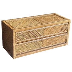 Pencil Reed Split Bamboo and Wrapped Cane Low Chest