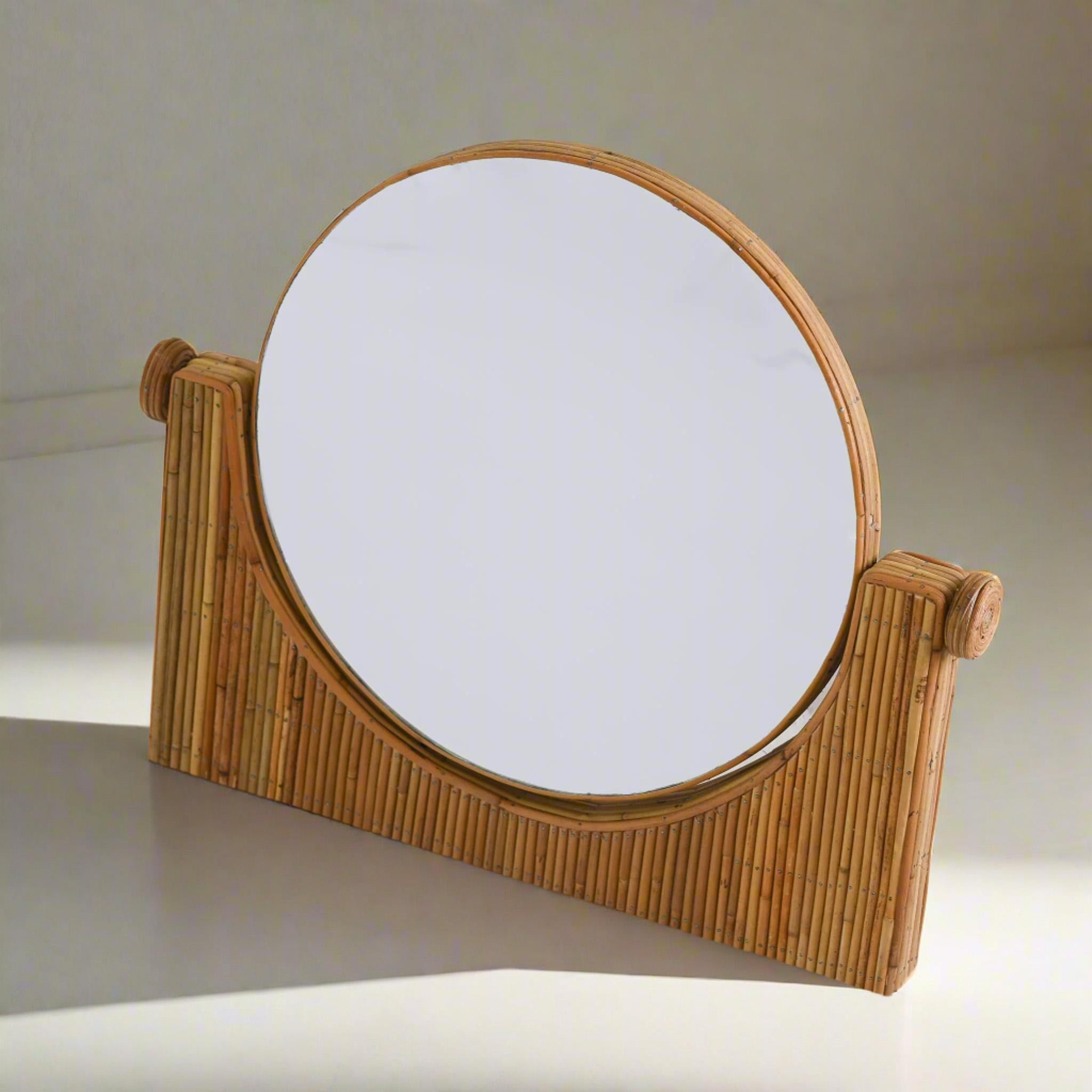 Miroir de table en roseau de style moderne du milieu du siècle dernier en vente 2