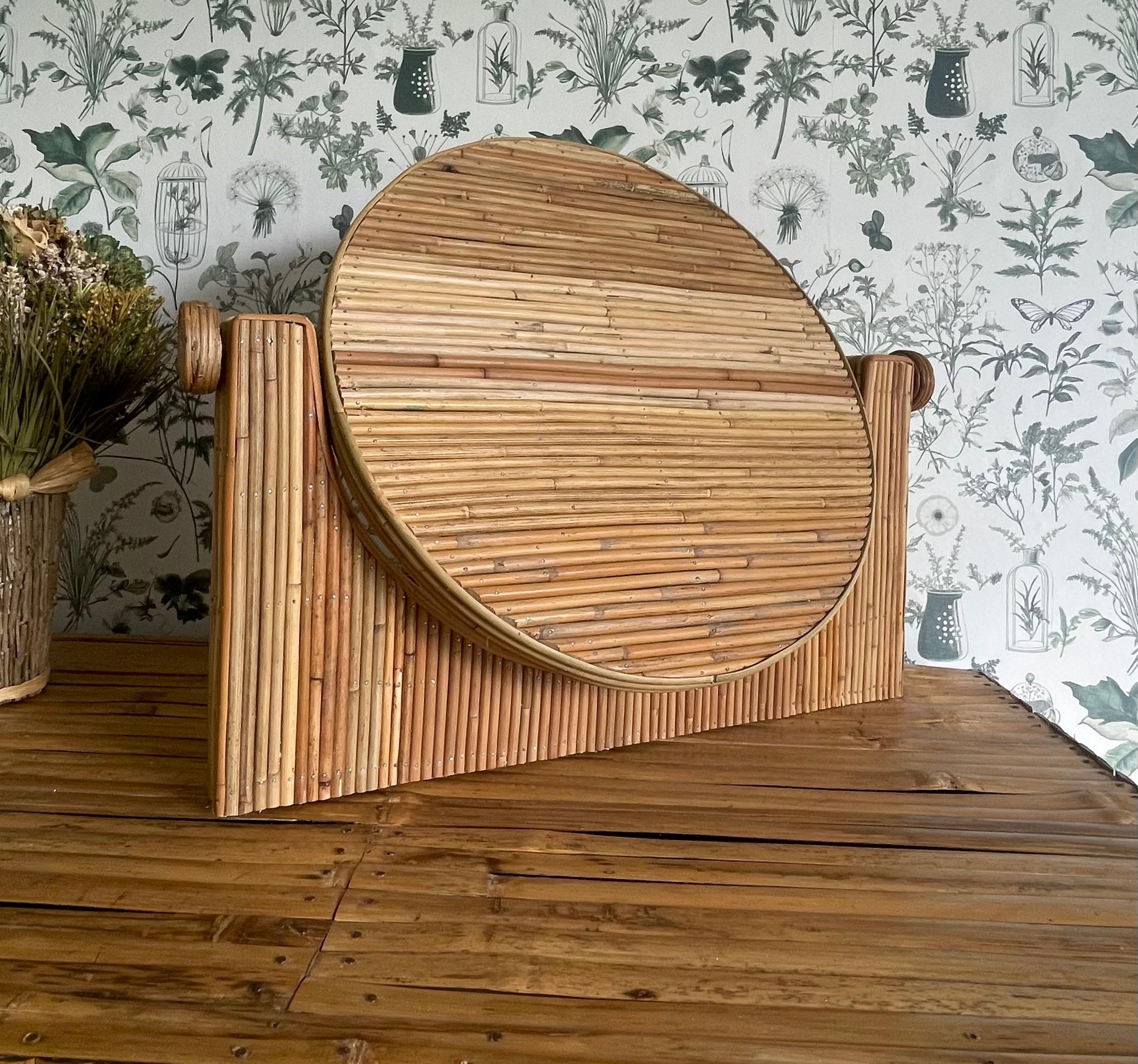 XXIe siècle et contemporain Miroir de table en roseau de style moderne du milieu du siècle dernier en vente