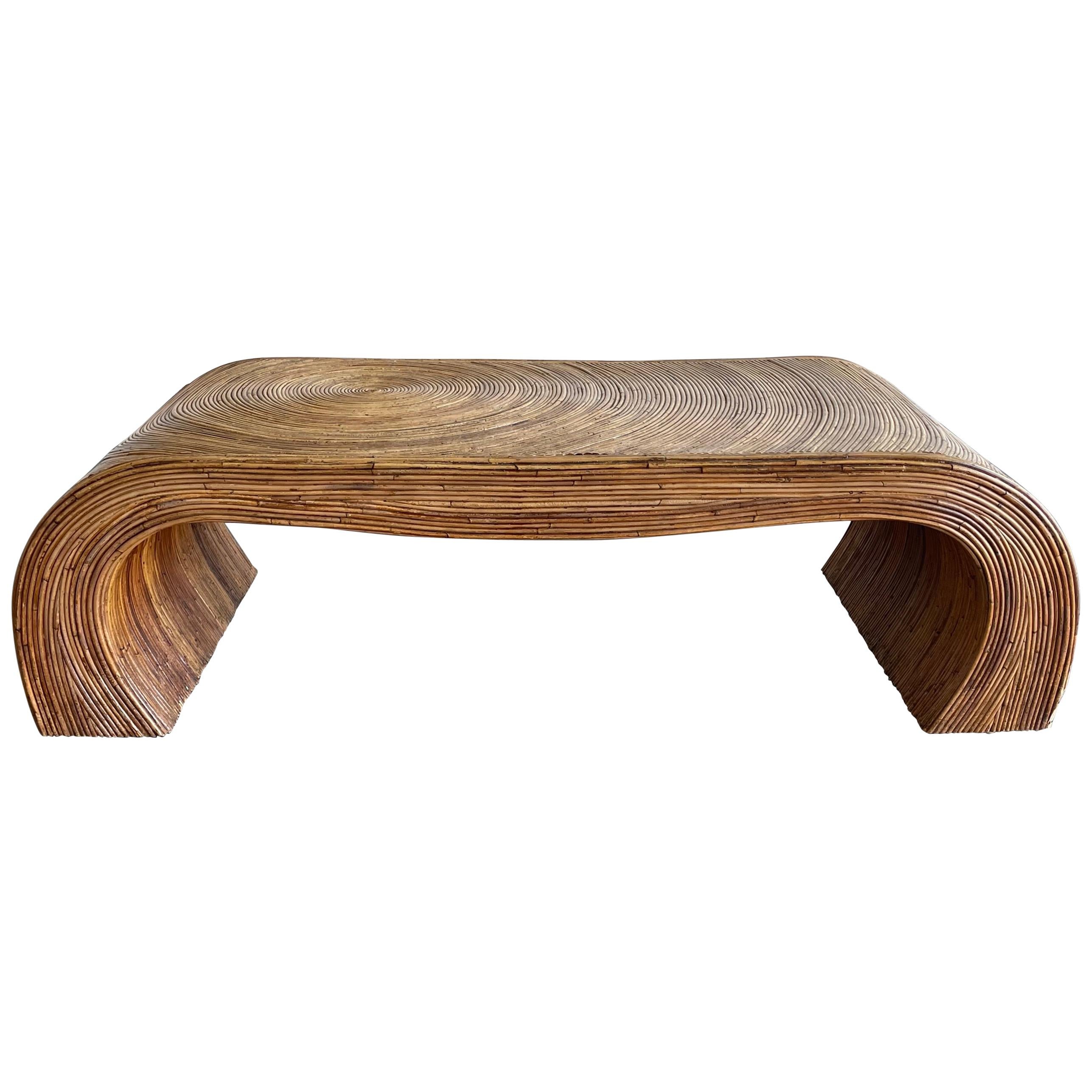 Pencil Reed Waterfall Coffee Table after Gabriella Crespi