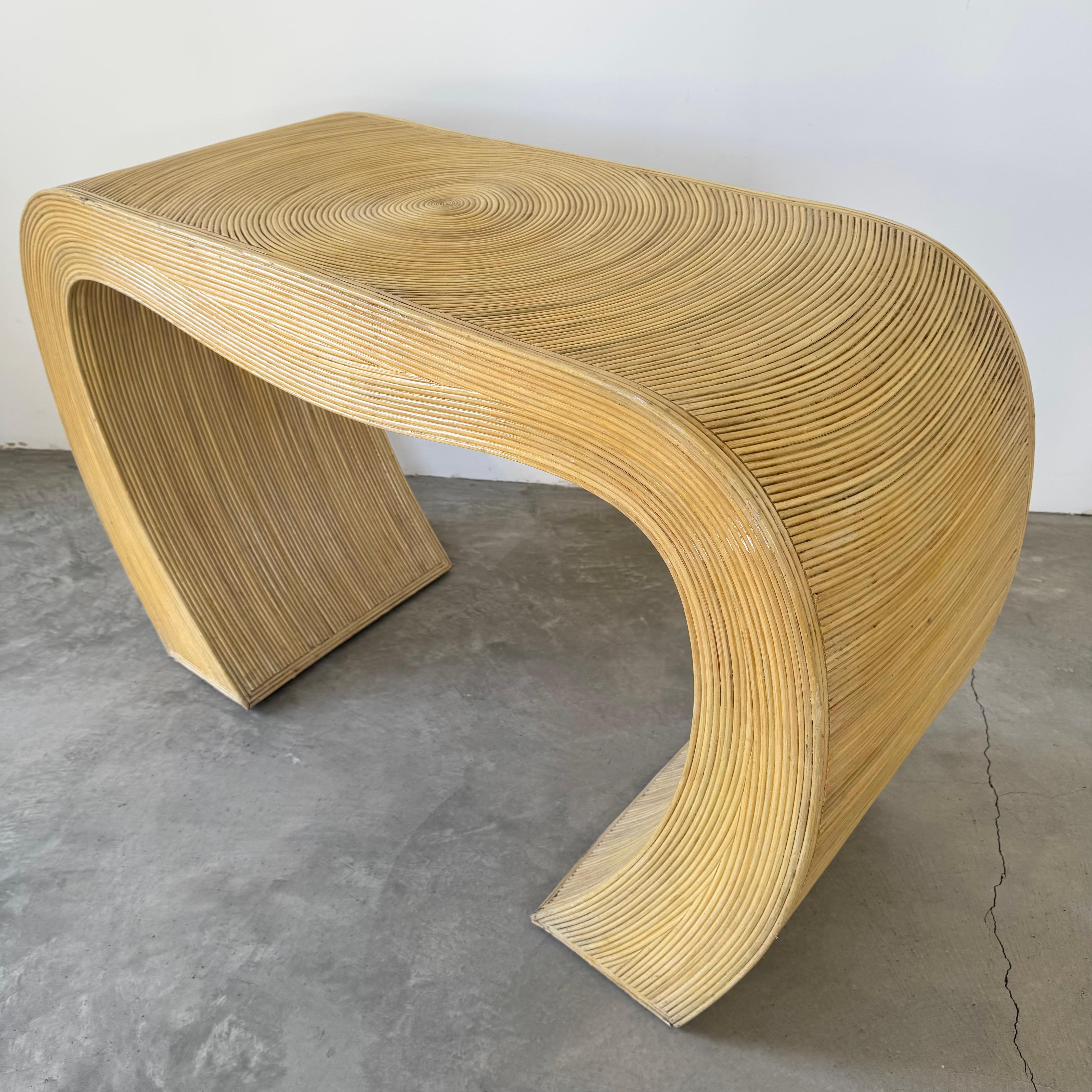 Pencil Reed Waterfall Console, 1970s Italy For Sale 5