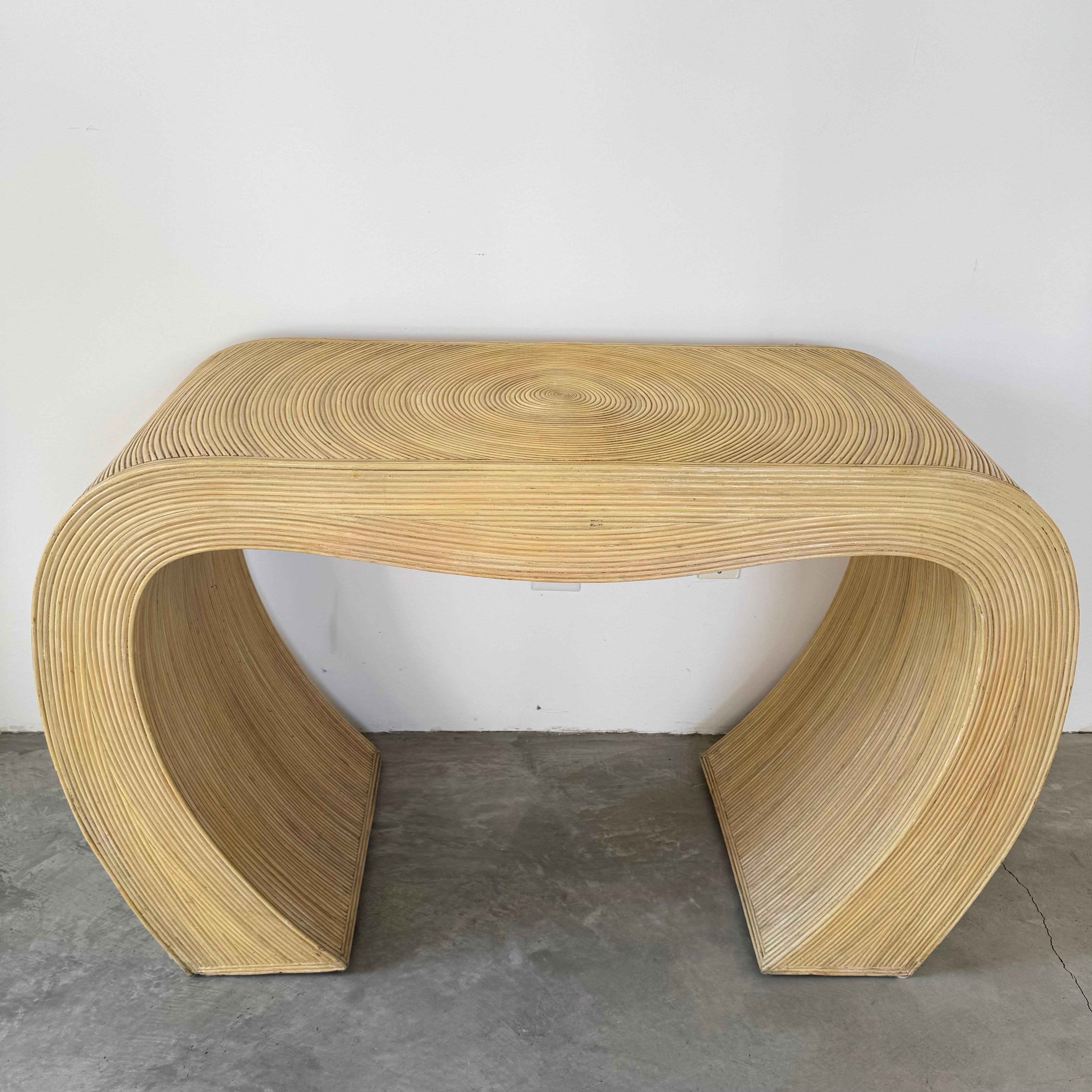 Mid-Century Modern Pencil Reed Waterfall Console, 1970s Italy For Sale