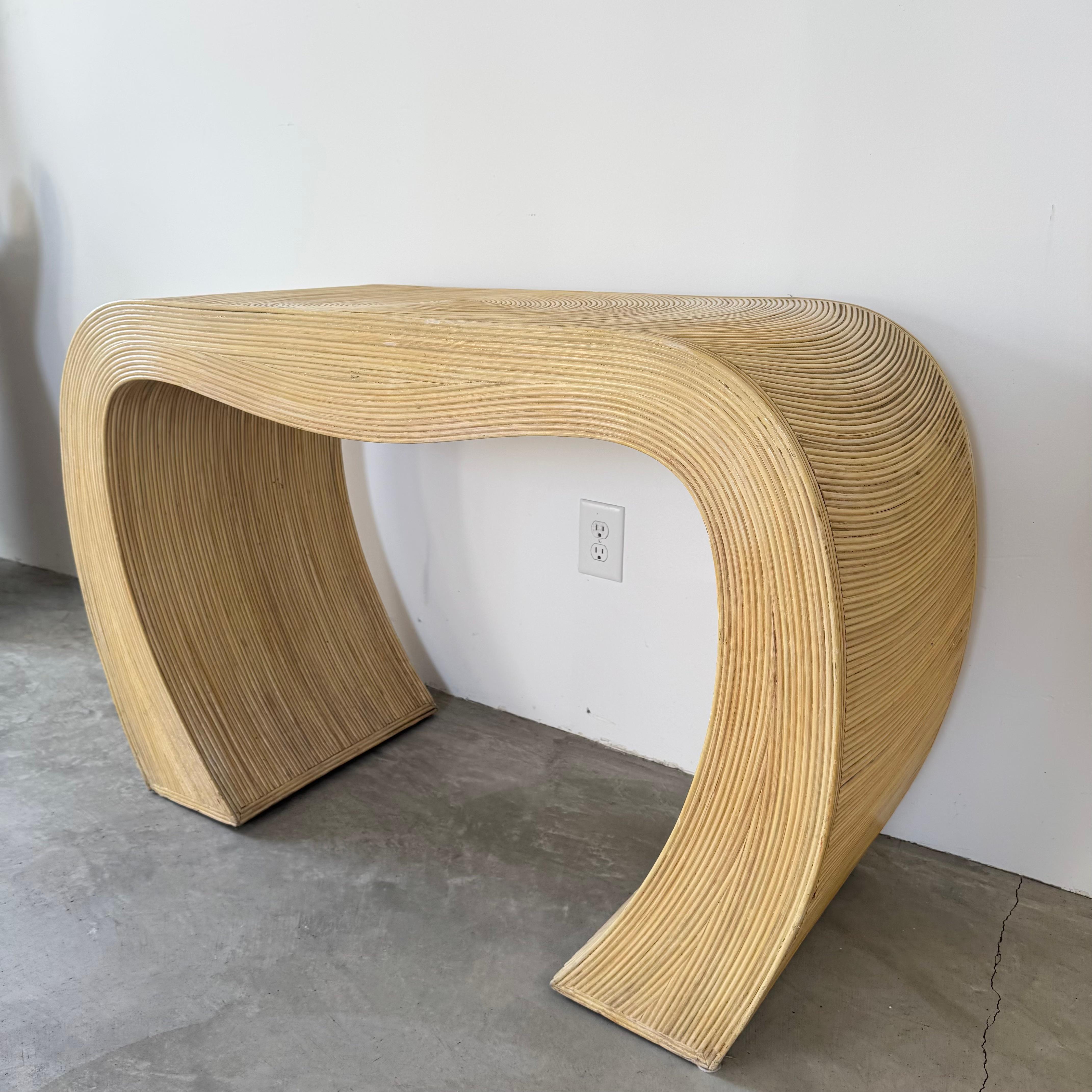 Pencil Reed Waterfall Console, 1970s Italy In Good Condition For Sale In Los Angeles, CA