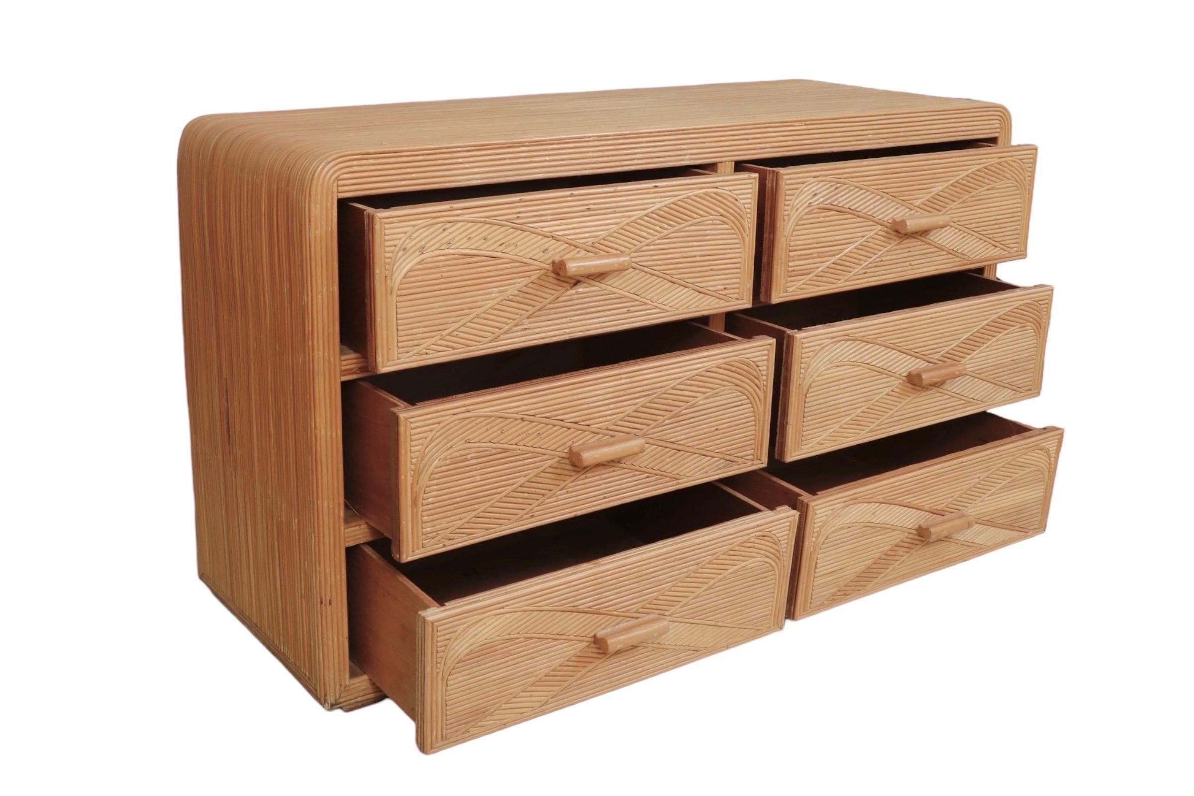 Pencil Reed Waterfall Dresser In Good Condition In Bradenton, FL