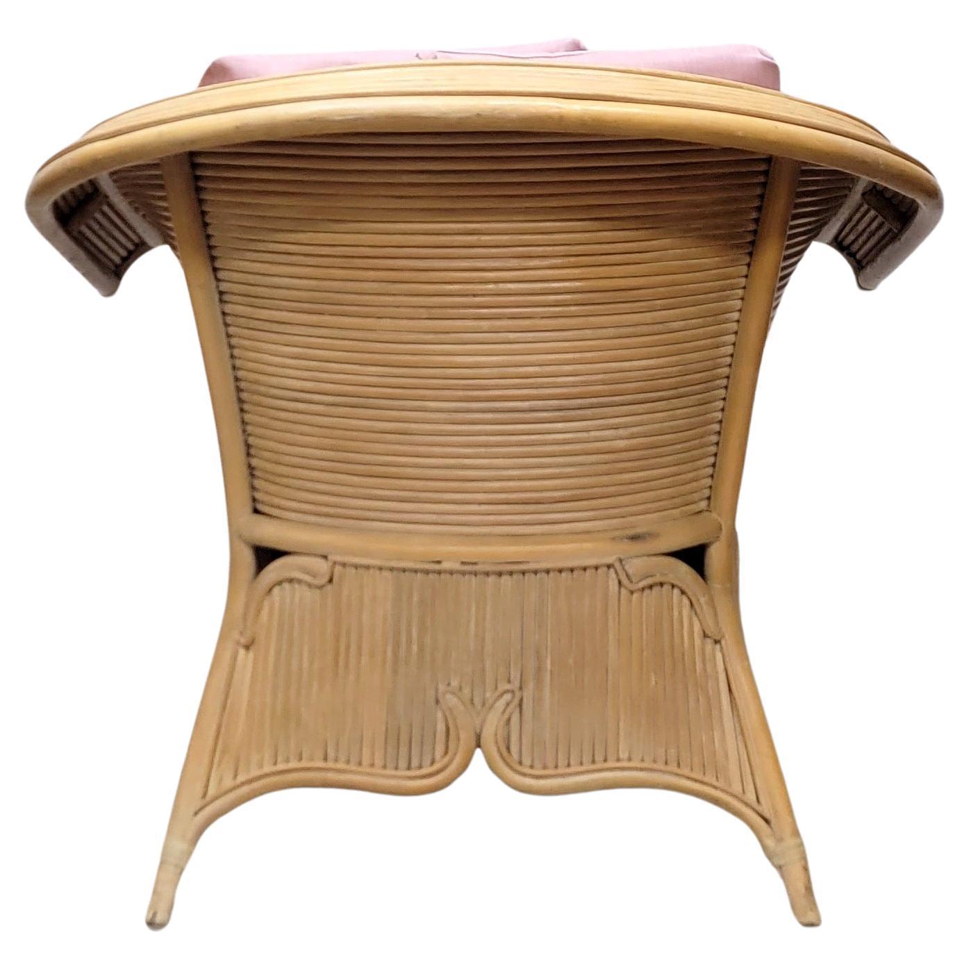 Bamboo Pencil Reed Wing Back Rattan Lounge Chair For Sale