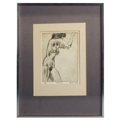 Pencil Signed "5/6 Elayne Frozen 10/66" Limited Edition Sketch of Nude Woman