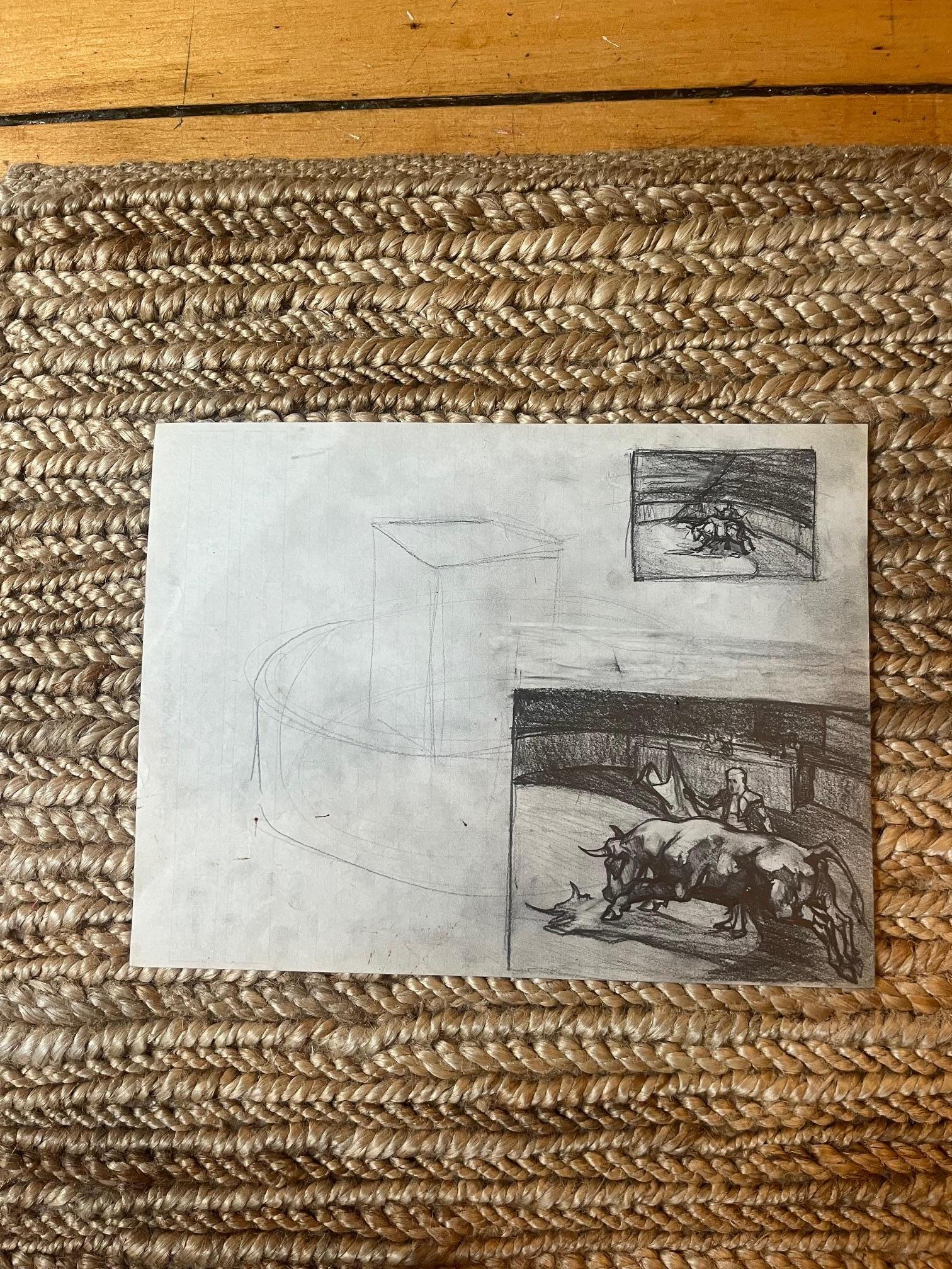 Sketch du taureau dans l'anneau sur papier Bon état - En vente à New York, NY