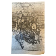 Sketch du taureau dans l'anneau sur papier