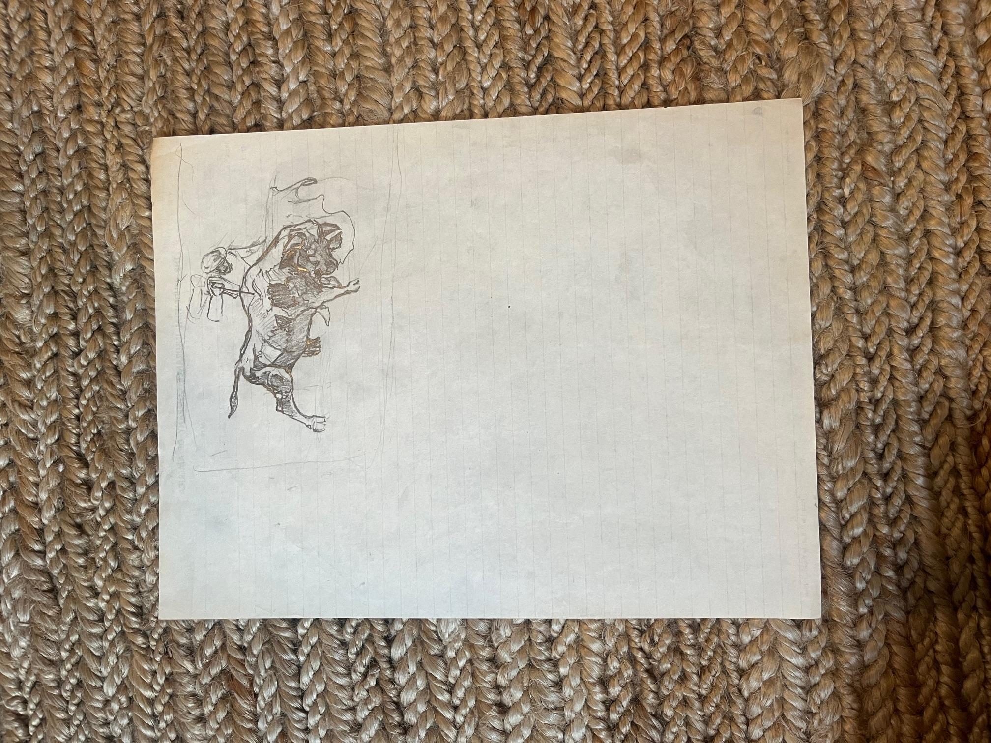 Moderne Croquis d'un taureau de papier en vente