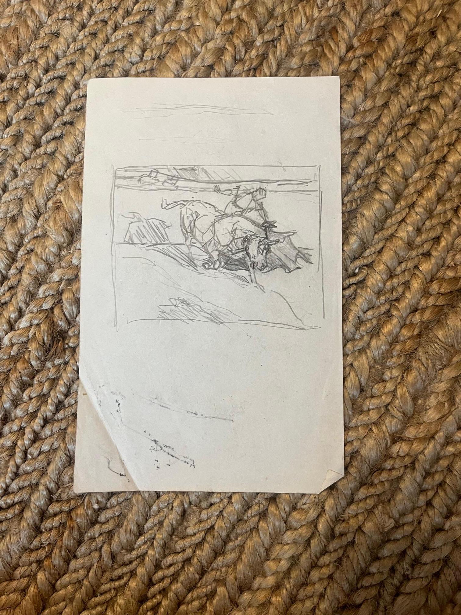 Moderne Croquis d'un taureau de papier en vente