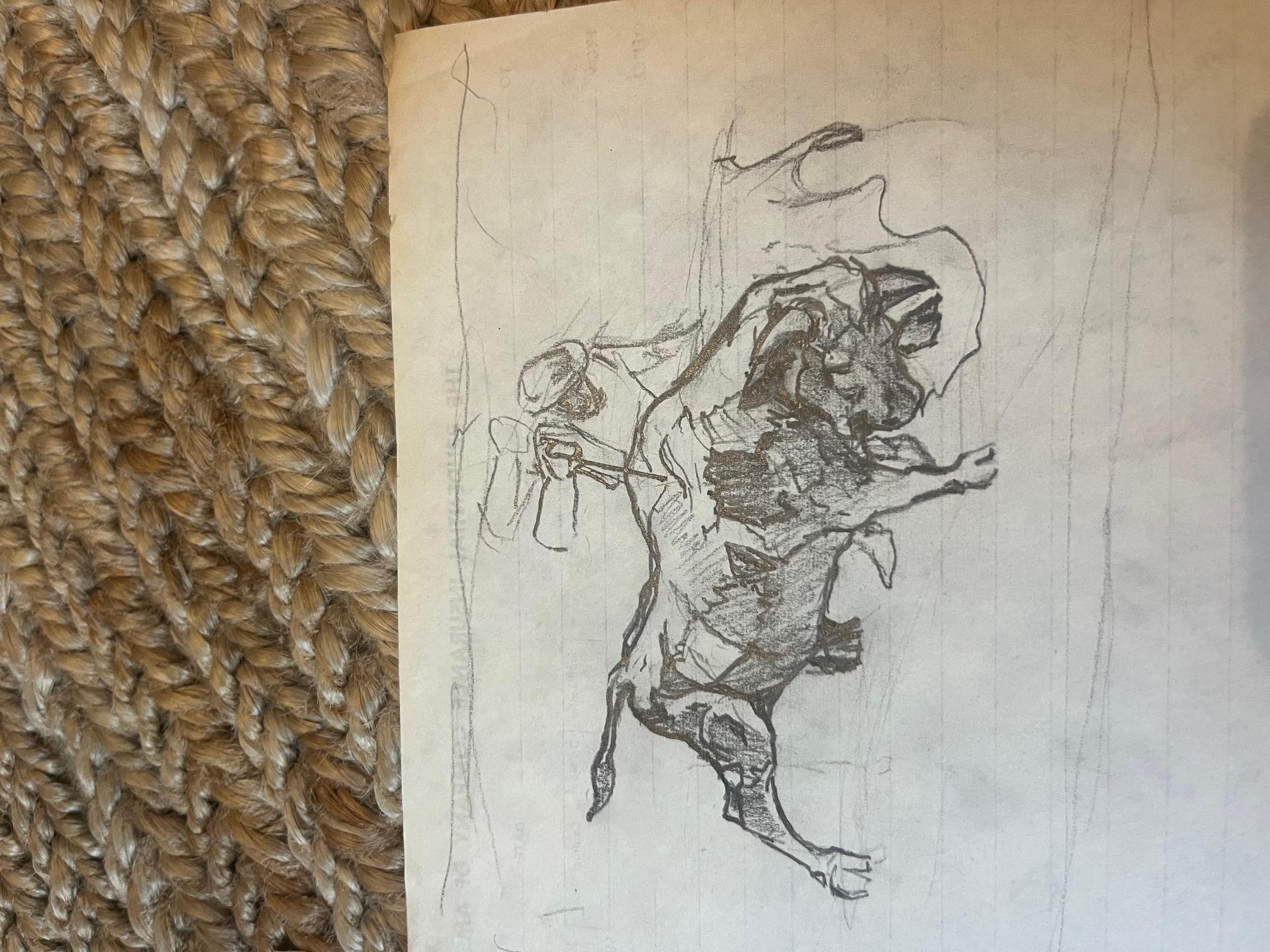 Nord-américain Croquis d'un taureau de papier en vente