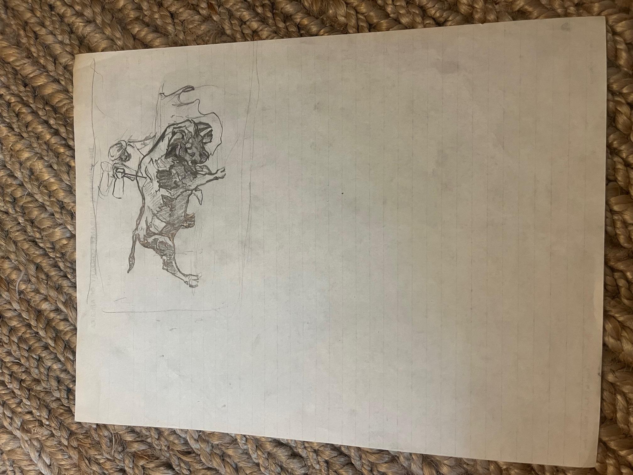 Croquis d'un taureau de papier Bon état - En vente à New York, NY